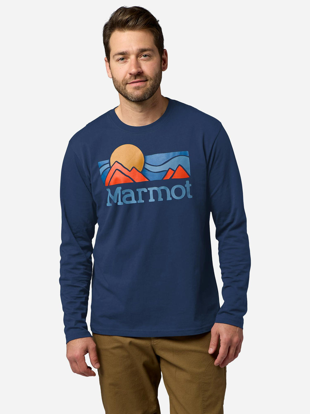 Marmot Men's Coastal Long-Sleeve T-Shirt in Nightfall Navy | Recycled Cotton