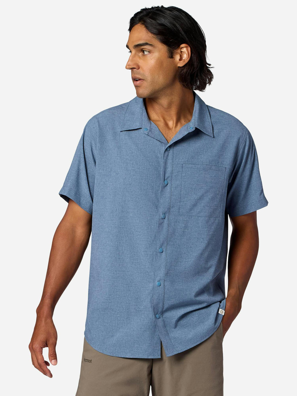 Marmot Men's Spring Creek UPF 50 Short-Sleeve Shirt (Spring 2026) in Summerstorm Heather