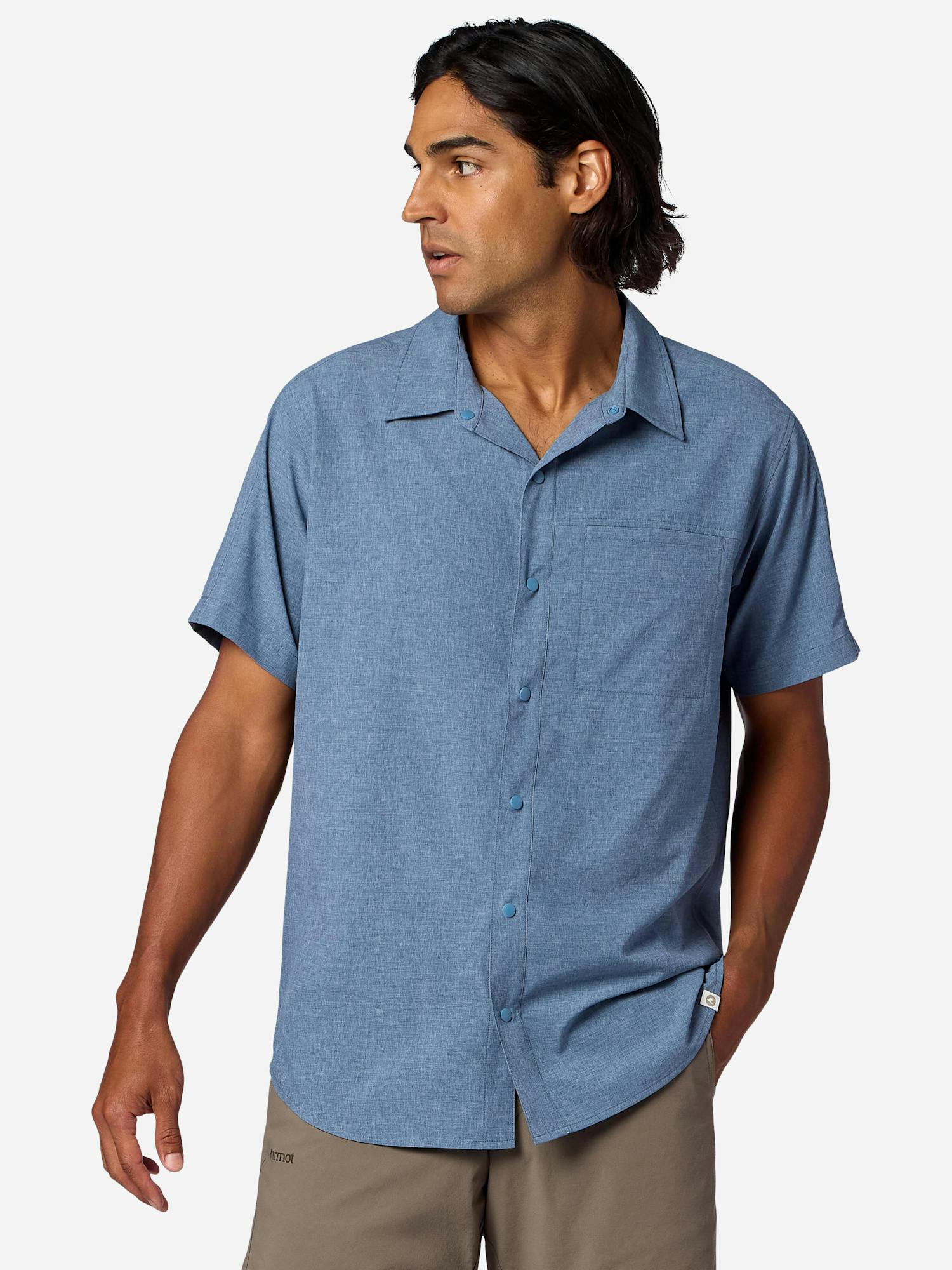 Marmot Men's Spring Creek UPF 50 Short-Sleeve Shirt (Spring 2026) in Summerstorm Heather