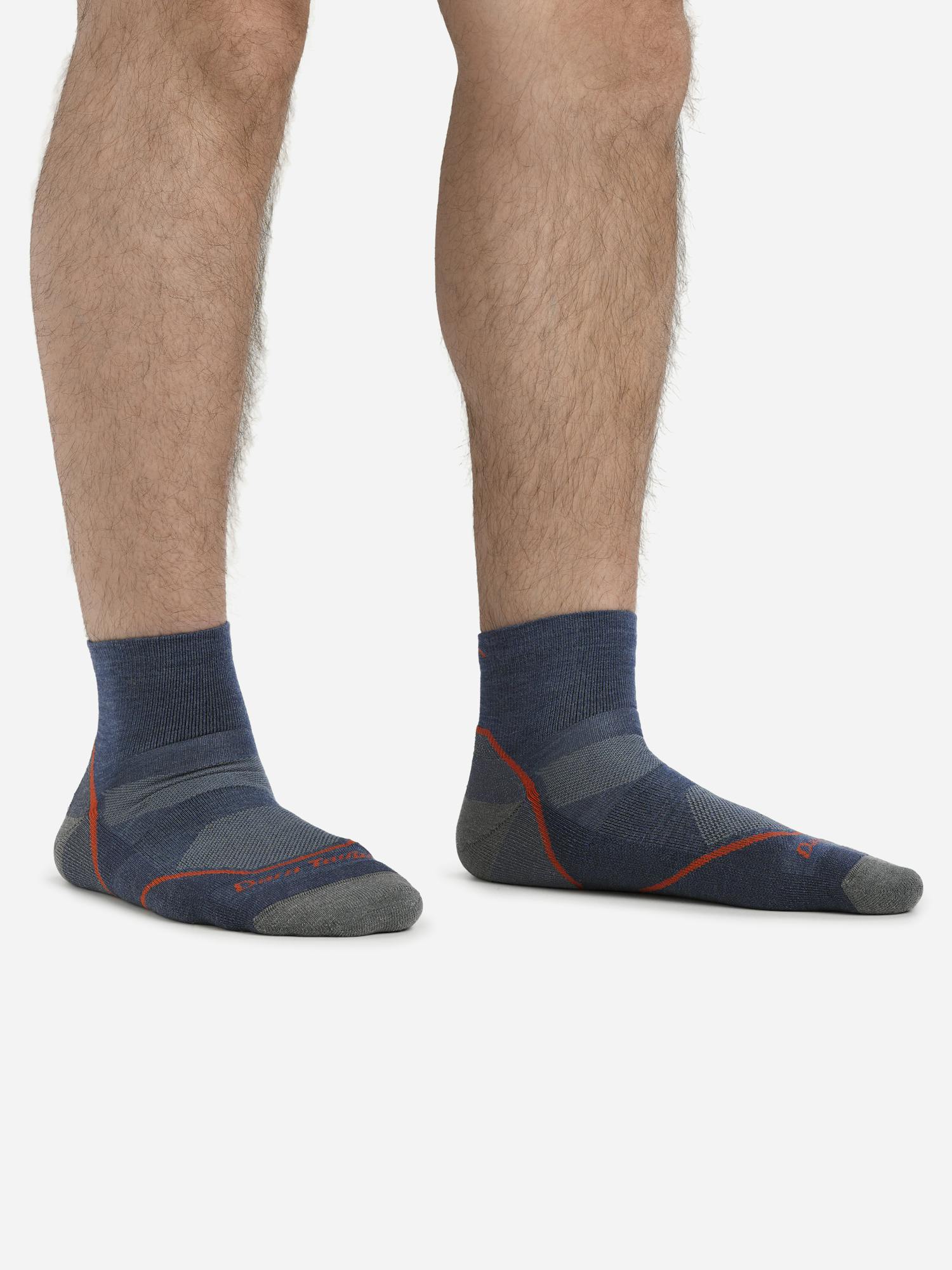 Marmot Men's Light Hiker 1/4 Lightweight with Cushion Hiking Socks in Darn Tough Denim | Merino Wool