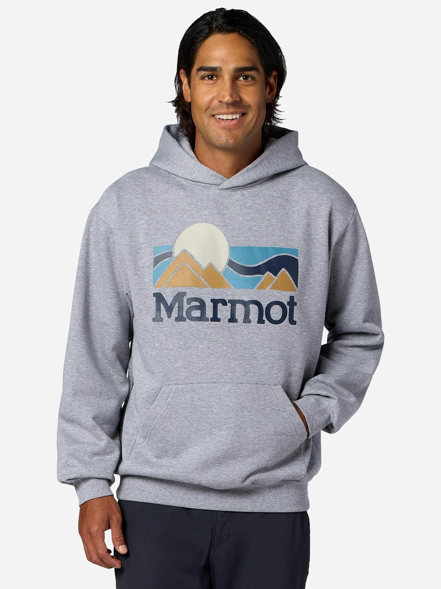 Marmot Men’s Coastal Hoodie Shirt in Grey Heather | Recycled Cotton