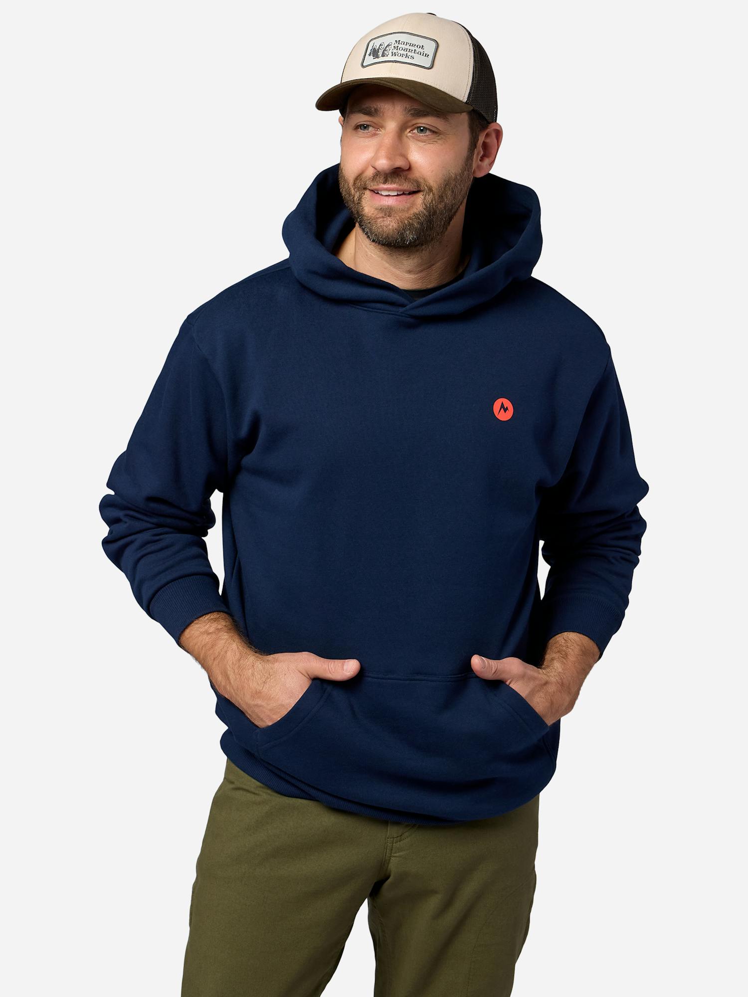 Marmot Men's Snowblades Hoodie Shirt in Nightfall Navy | Recycled Cotton