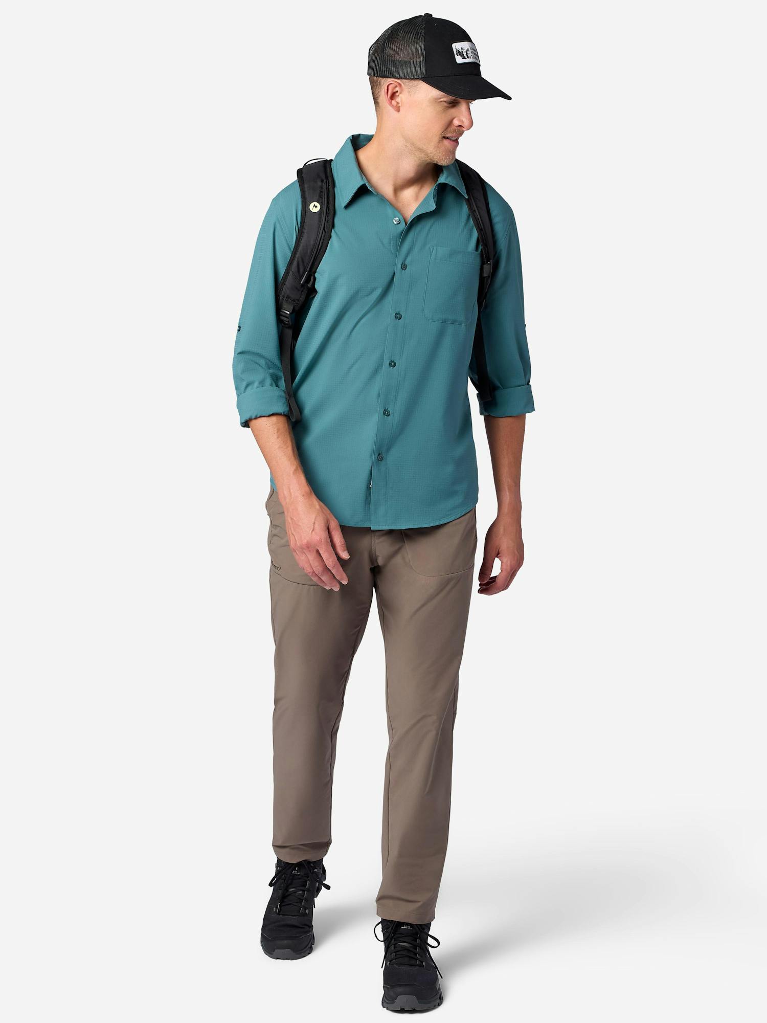 Marmot Men's AirExchange Perforated Long-Sleeve Collared Shirt (Spring 2026) in Seafloor