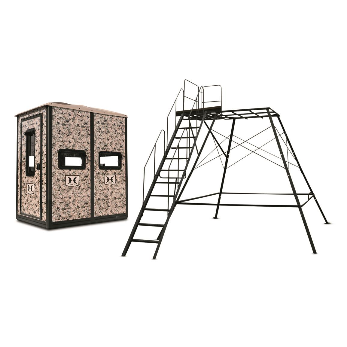 Hawk Hard Side Double Box Blind with 10' Premium Tower