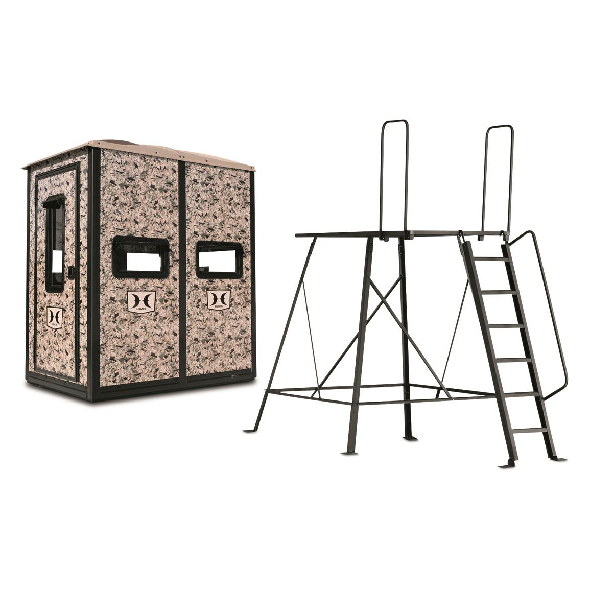 Hawk Hard Sided Double Box Blind with 10' Elite Tower