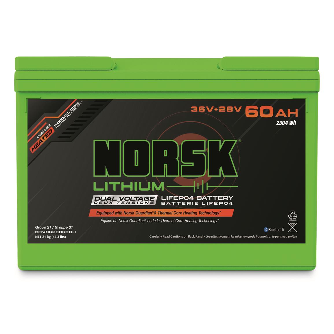 Norsk 36V + 28V 60Ah Lithium Battery