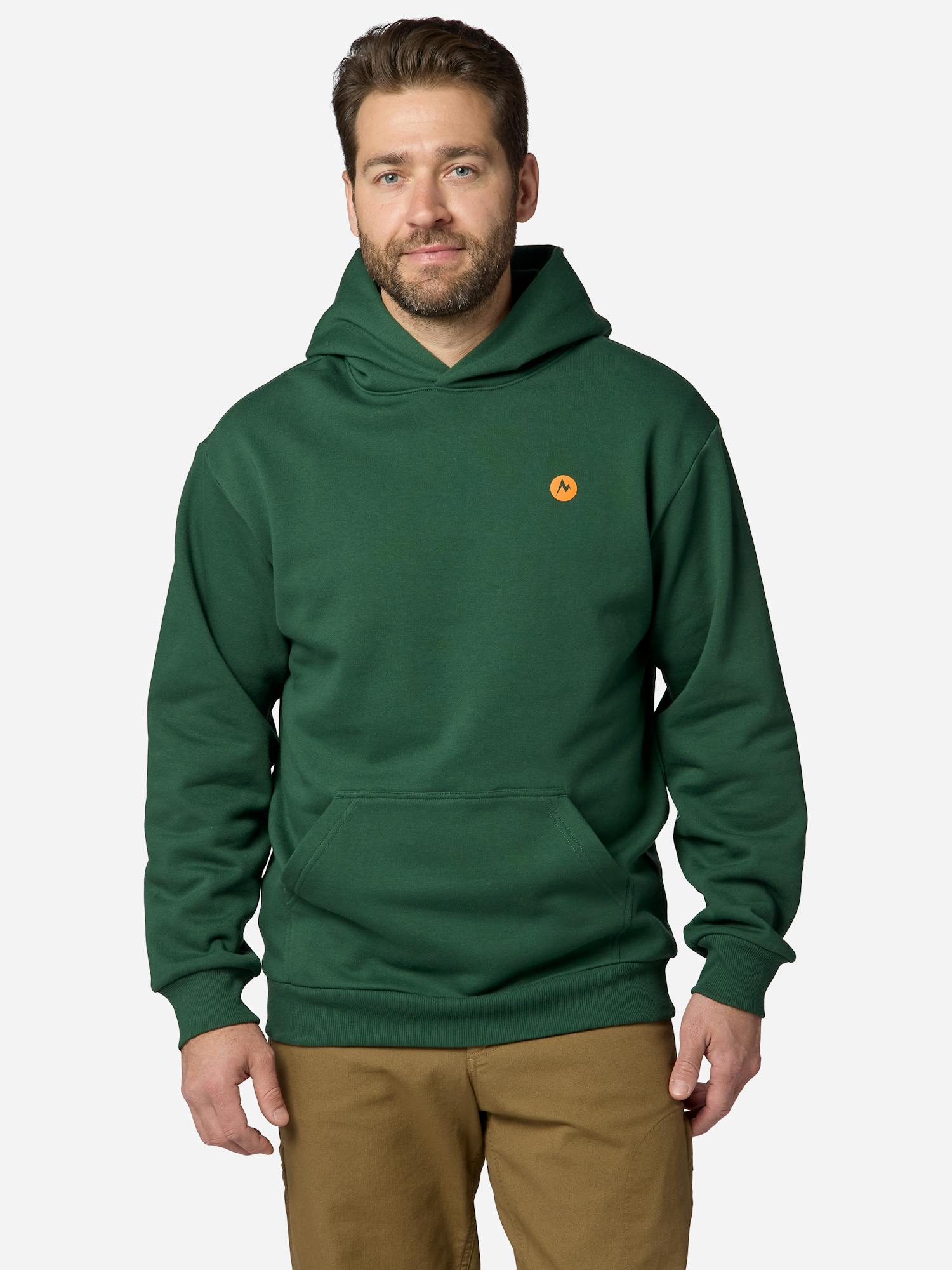 Marmot Men's Dawn Patrol Hoodie Shirt in Pine Forest | Recycled Cotton