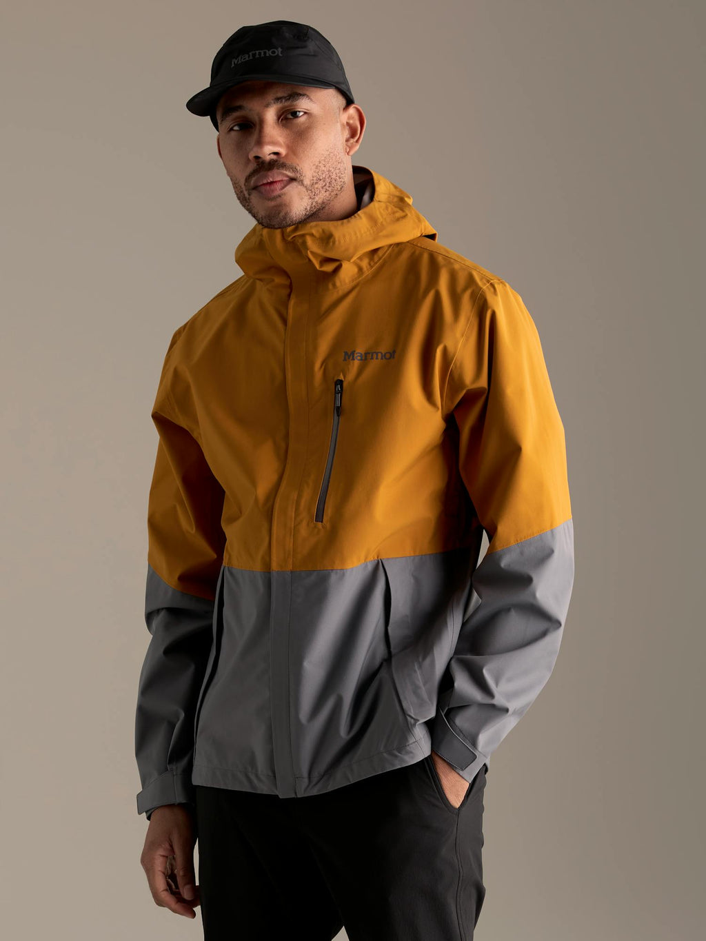 Marmot Men's PreCip® Evo Pro Rain Jacket in Honey Glaze/Steel Onyx