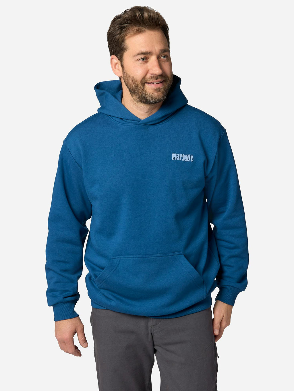 Marmot Men's Marty Goggles Hoodie Shirt in Juniper Berry | Recycled Cotton