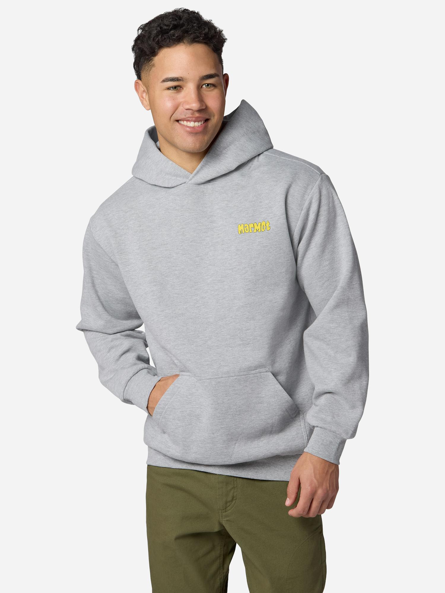 Marmot Men's Marty Goggles Hoodie Shirt in Grey Heather | Recycled Cotton