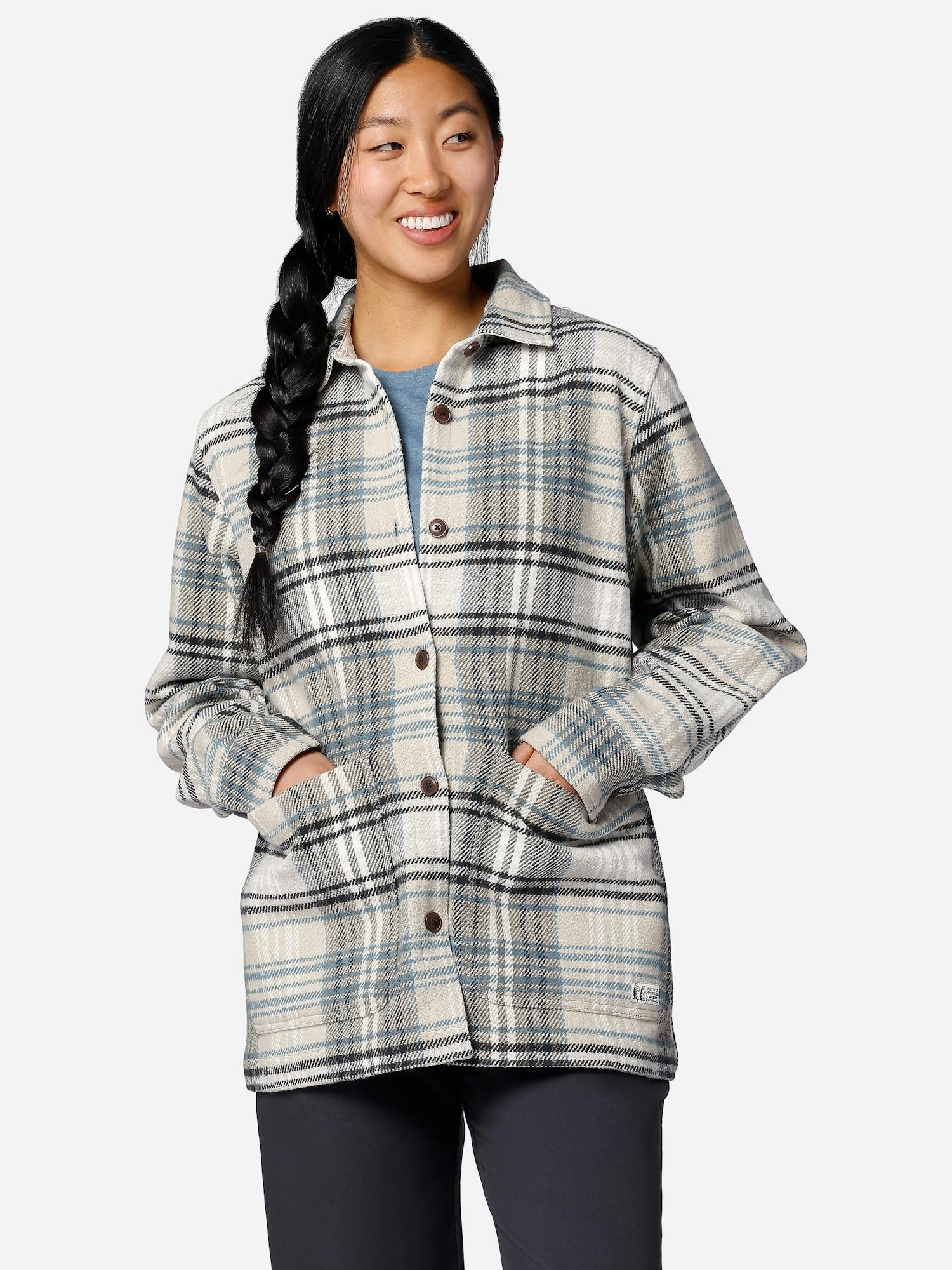 Marmot Women’s Pinecrest Heavyweight Flannel Overshirt in Birch Bark Plaid | Cotton