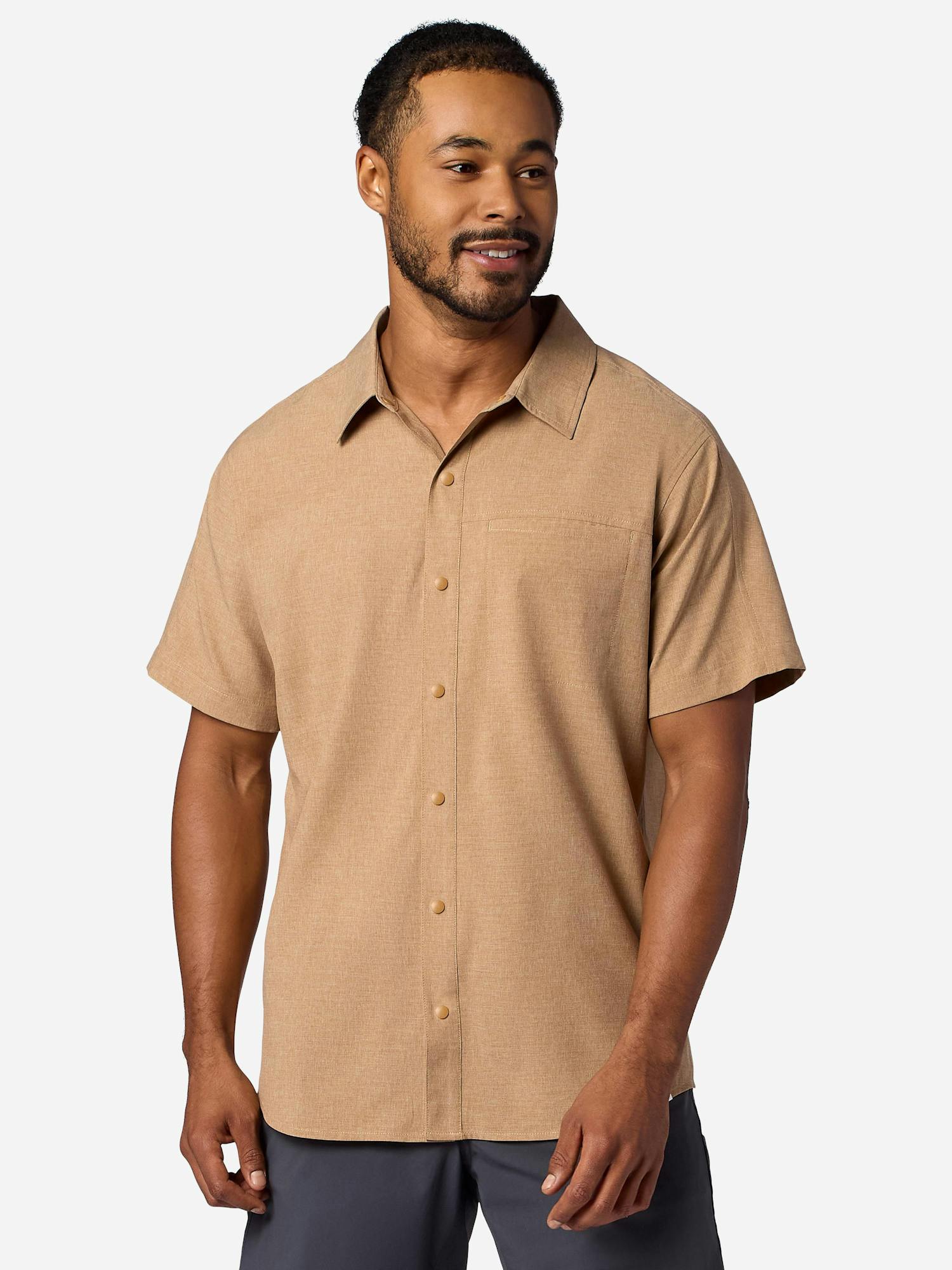 Marmot Men's Spring Creek UPF 50 Short-Sleeve Shirt (Spring 2026) in Dromedary Heather