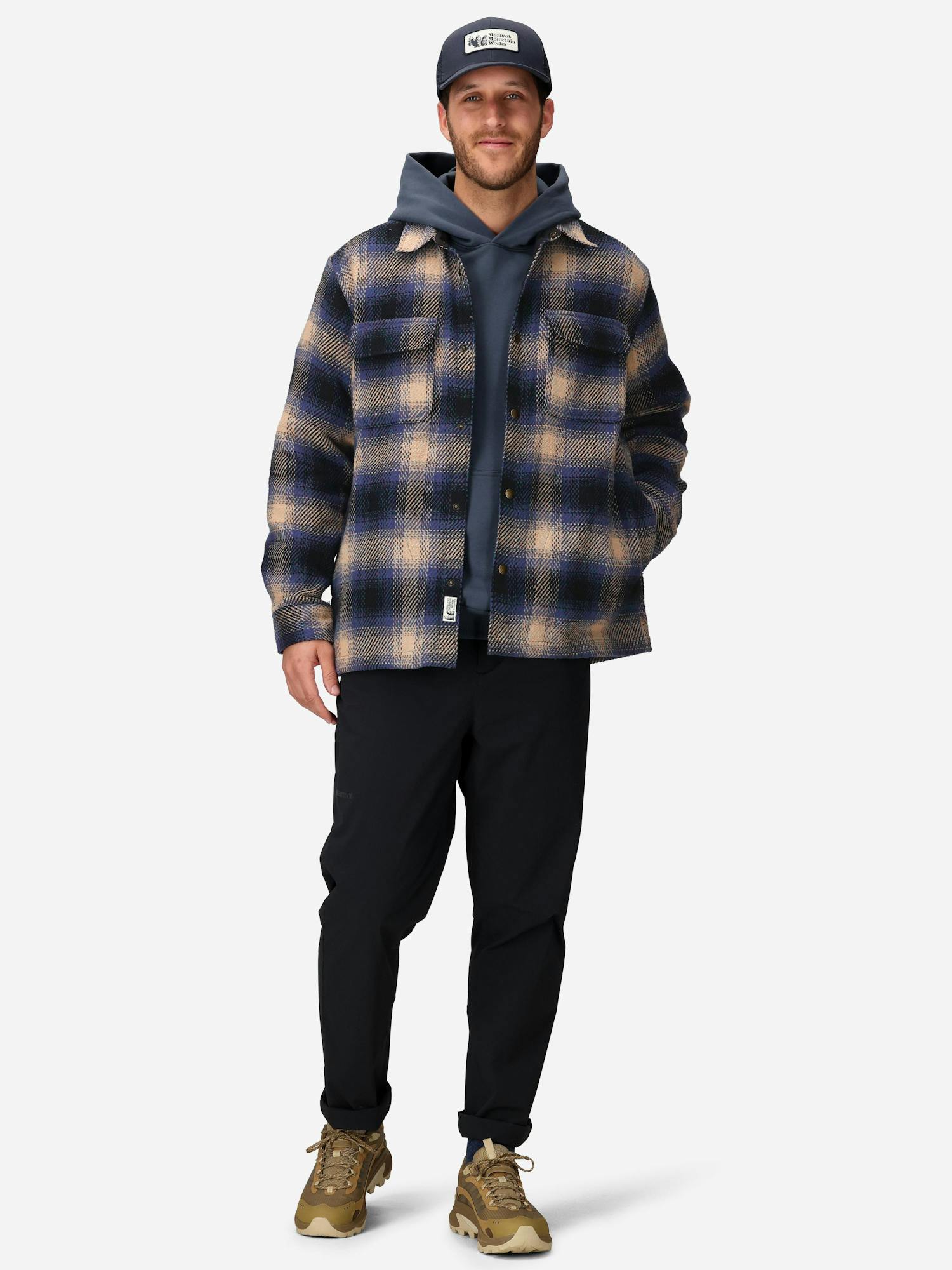 Marmot Men’s Open Weave Heavyweight Flannel Overshirt (Fall 2025) in Thunderhead | Cotton
