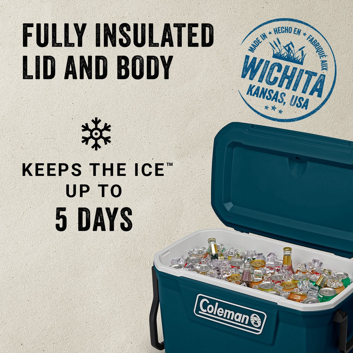 Coleman 316 Series™ 62-Quart Hard Cooler | Fully Insulated | Keeps Ice Up To 5 Days | Have-A-Seat Lid supports up to 250 lb. | Space | Cup Holder