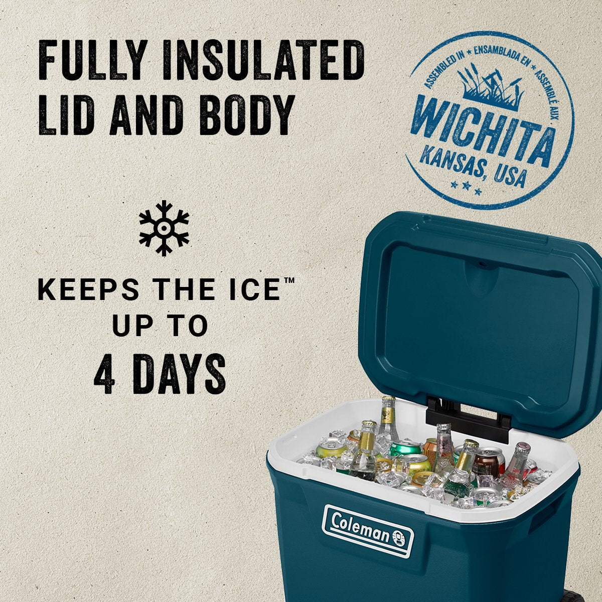 Coleman 316 Series™ 65-Quart Hard Cooler | Space | Cup Holder | Supports Up To 250 lbs