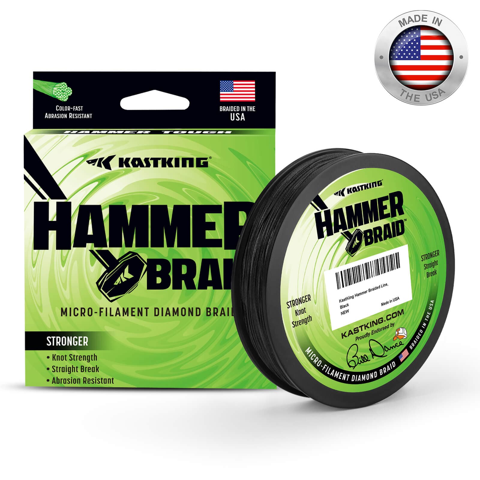 KastKing Hammer Braid Fishing Line - Abrasion Resistant Braided Line, Thin Diameter Superline, Made in The USA, Tighter Diamond Braid, Zero Stretch