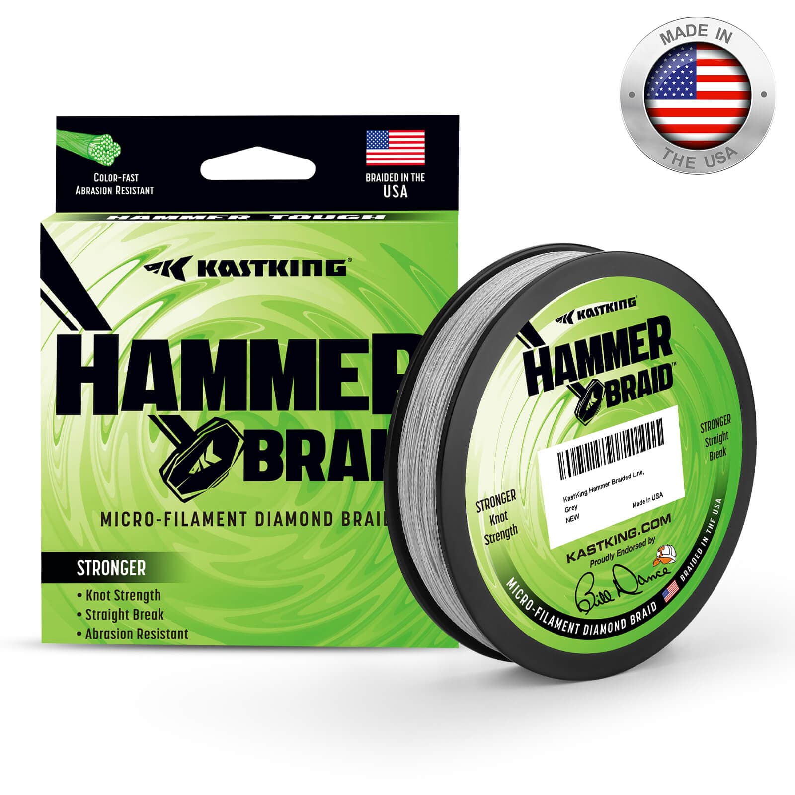KastKing Hammer Braid Fishing Line - Abrasion Resistant Braided Line, Thin Diameter Superline, Made in The USA, Tighter Diamond Braid, Zero Stretch
