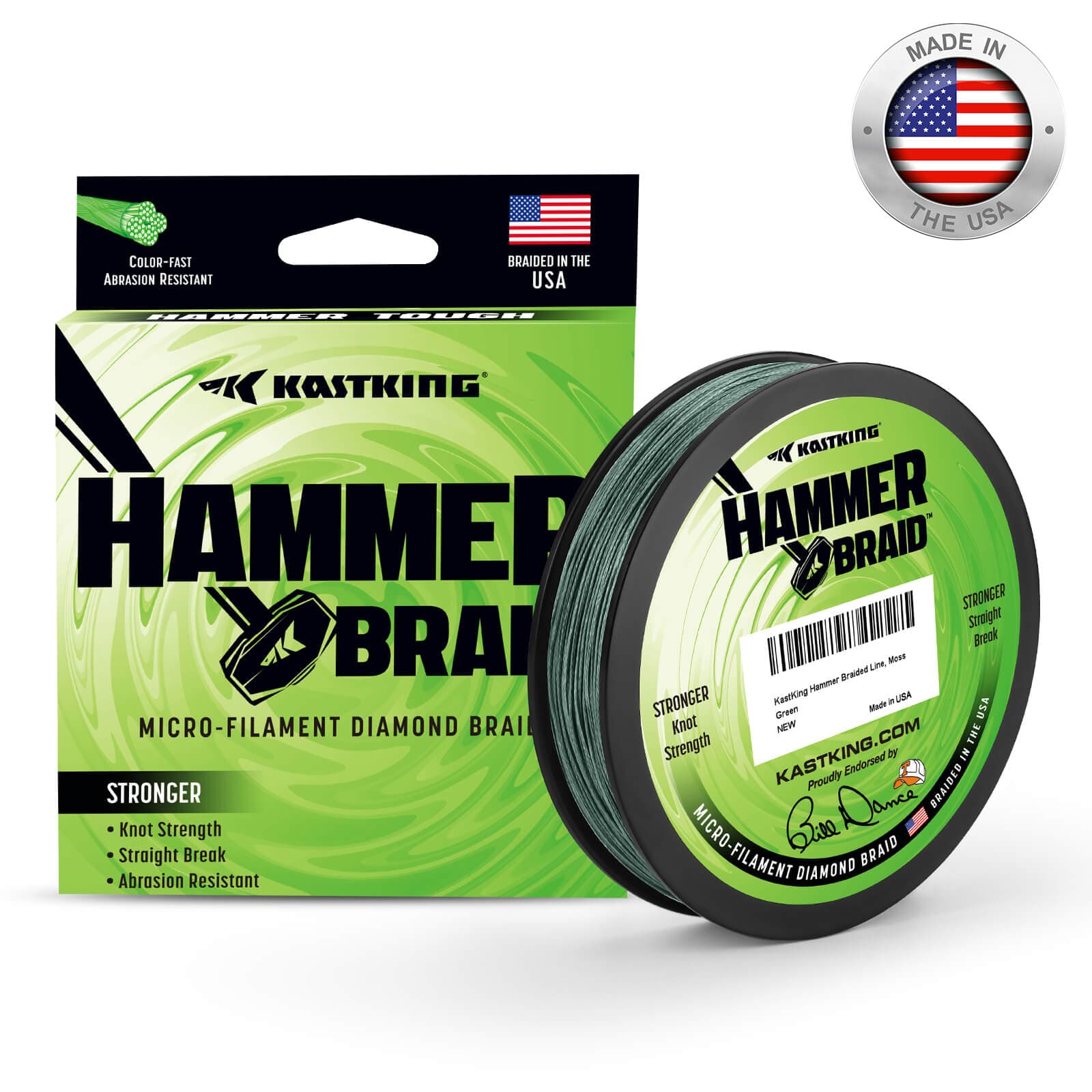 KastKing Hammer Braid Fishing Line - Abrasion Resistant Braided Line, Thin Diameter Superline, Made in The USA, Tighter Diamond Braid, Zero Stretch