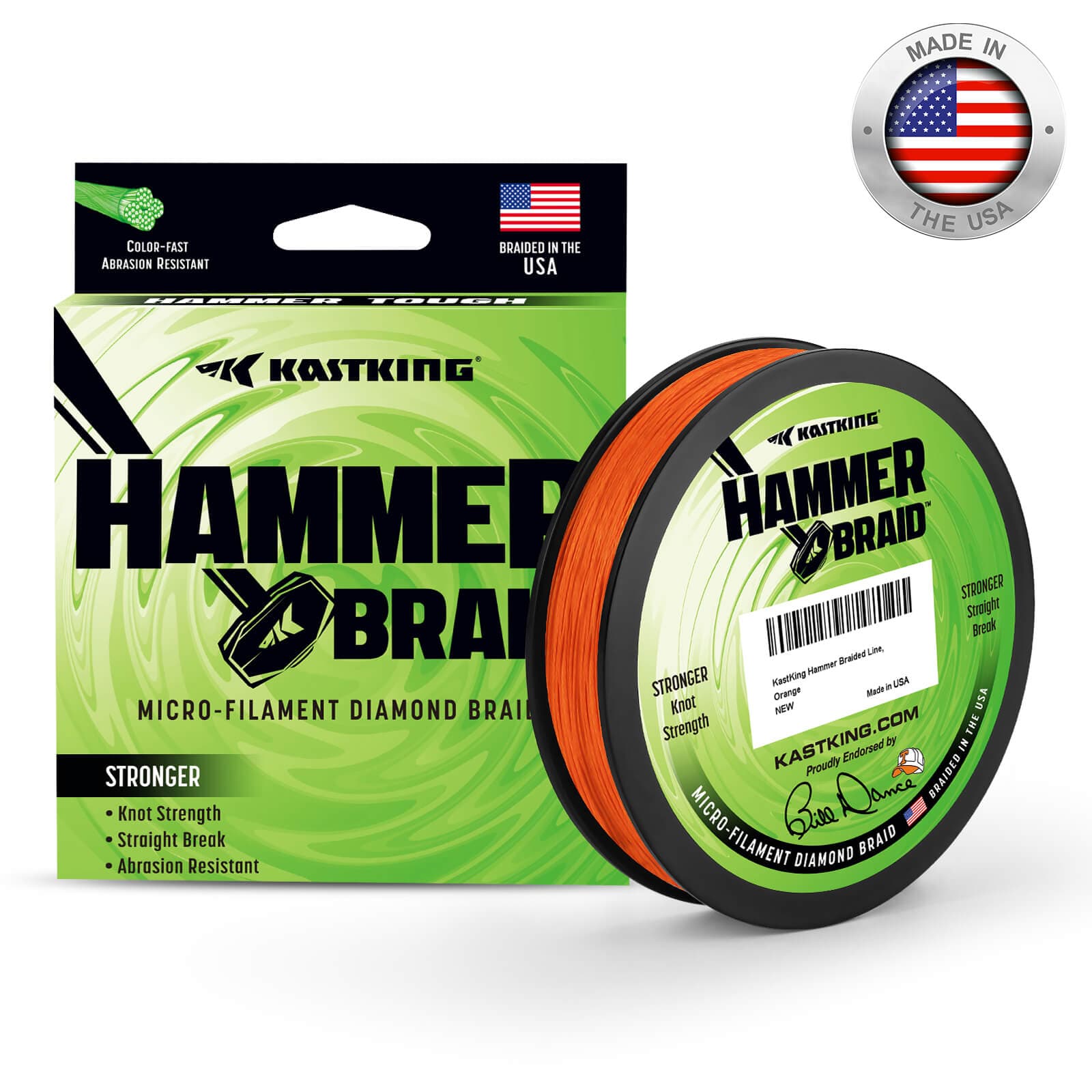 KastKing Hammer Braid Fishing Line - Abrasion Resistant Braided Line, Thin Diameter Superline, Made in The USA, Tighter Diamond Braid, Zero Stretch