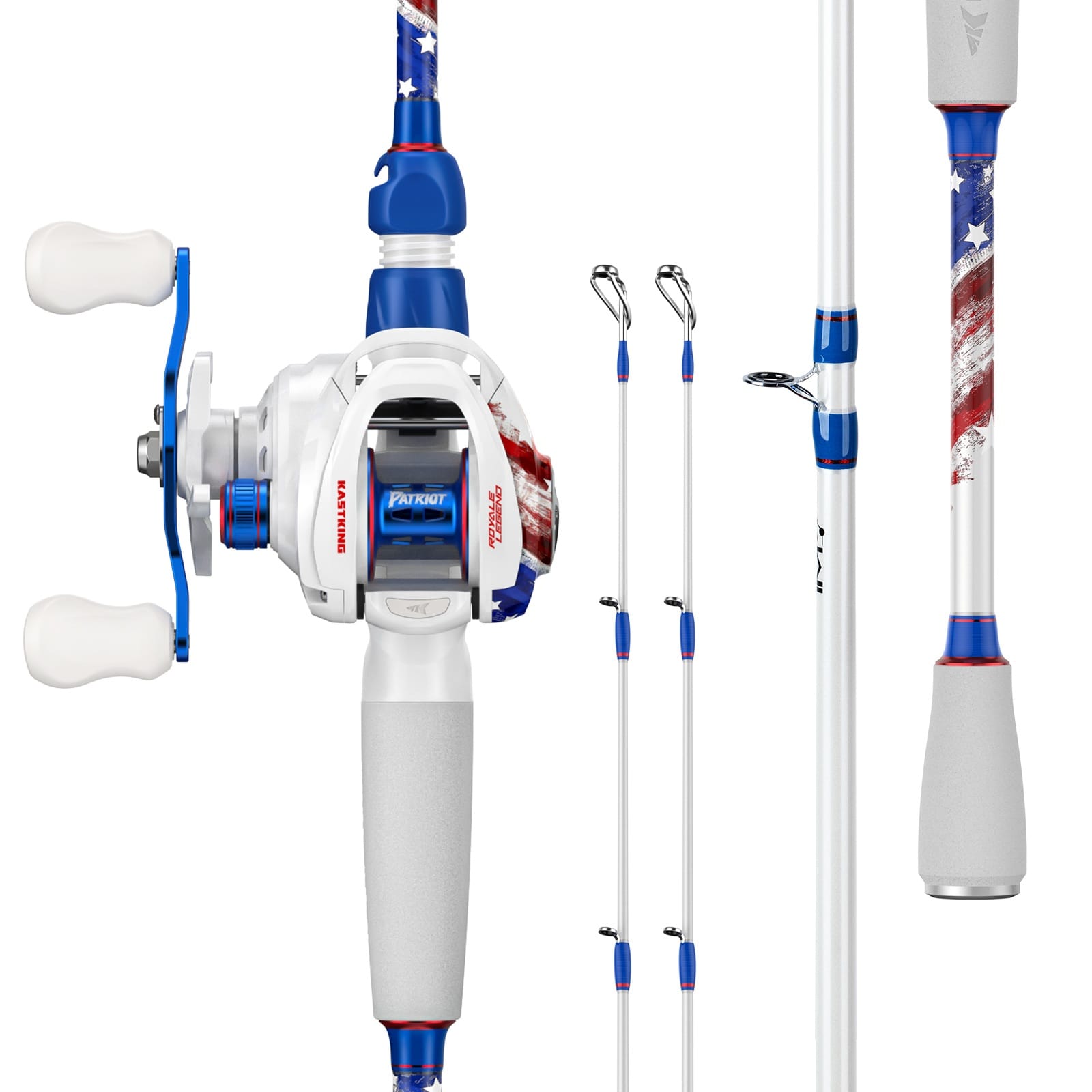 KastKing Royale Legend Patriot Twin-Tip Baitcaster Rod and Reel Combo