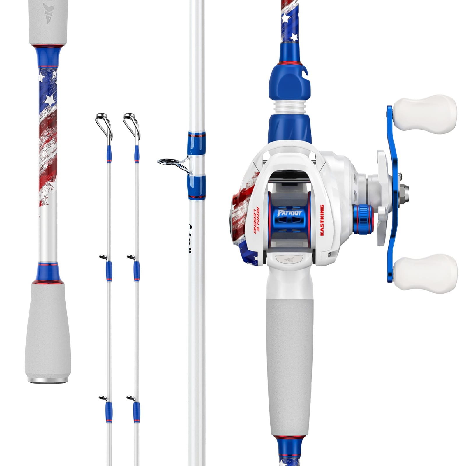 KastKing Royale Legend Patriot Twin-Tip Baitcaster Rod and Reel Combo