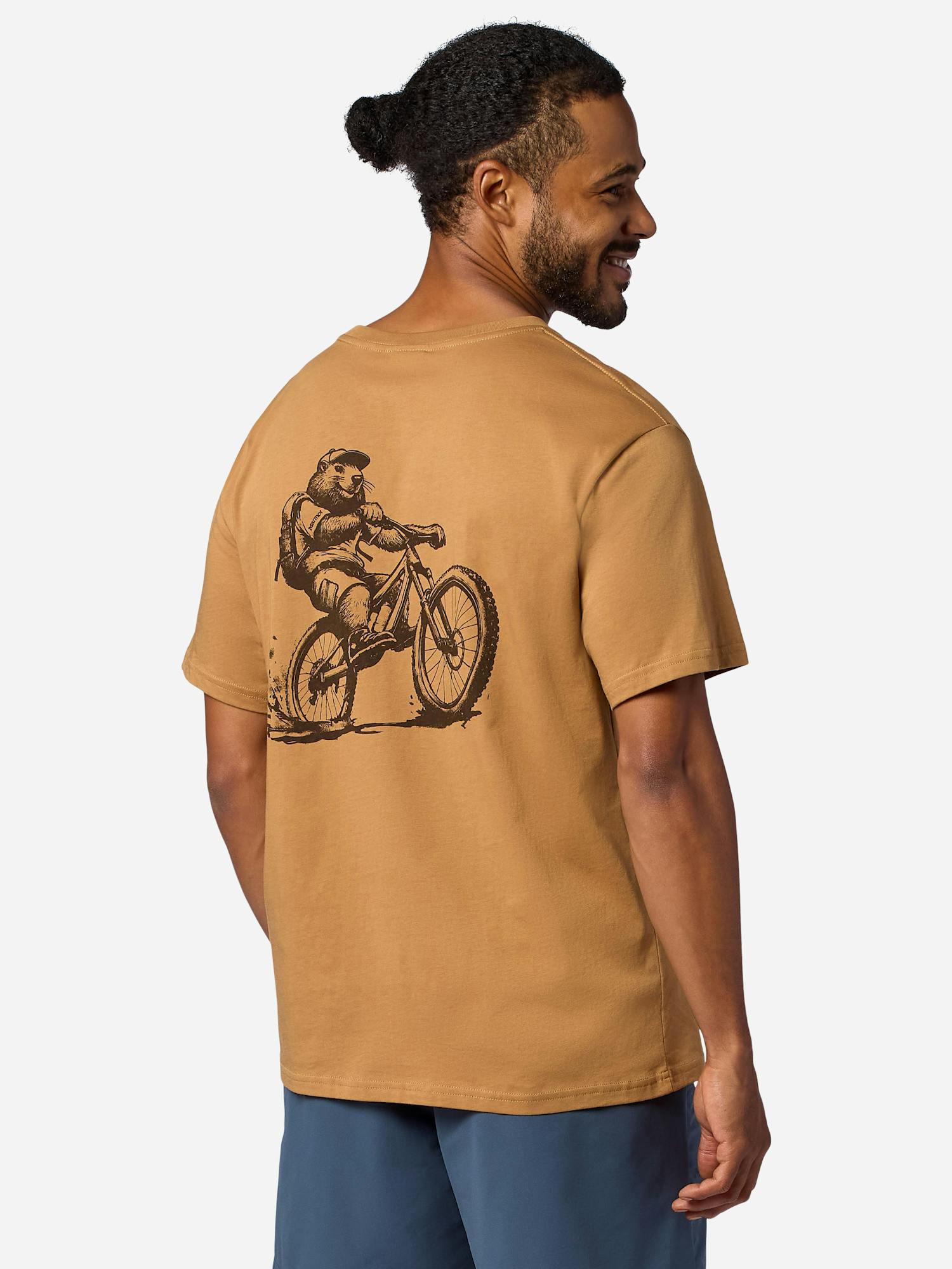 Marmot Men's Mountain Bike Marty Short-Sleeve T-Shirt (Spring 2026) in Dromedary | Recycled Cotton