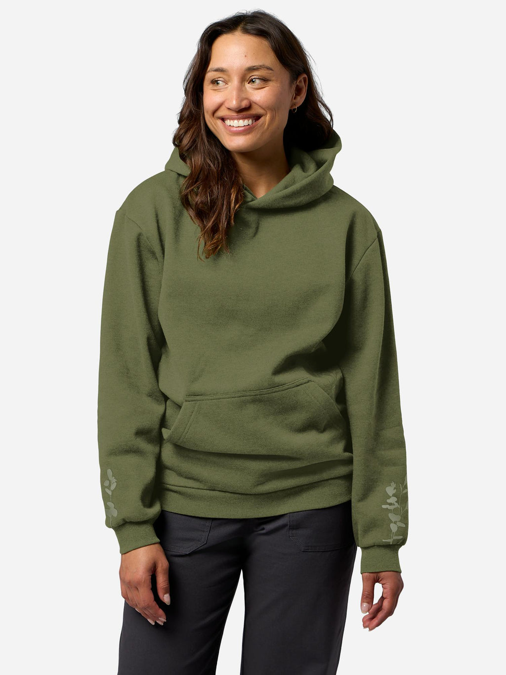 Marmot Women's Gatherer Hoodie Shirt in Surplus Green Heather | Recycled Cotton