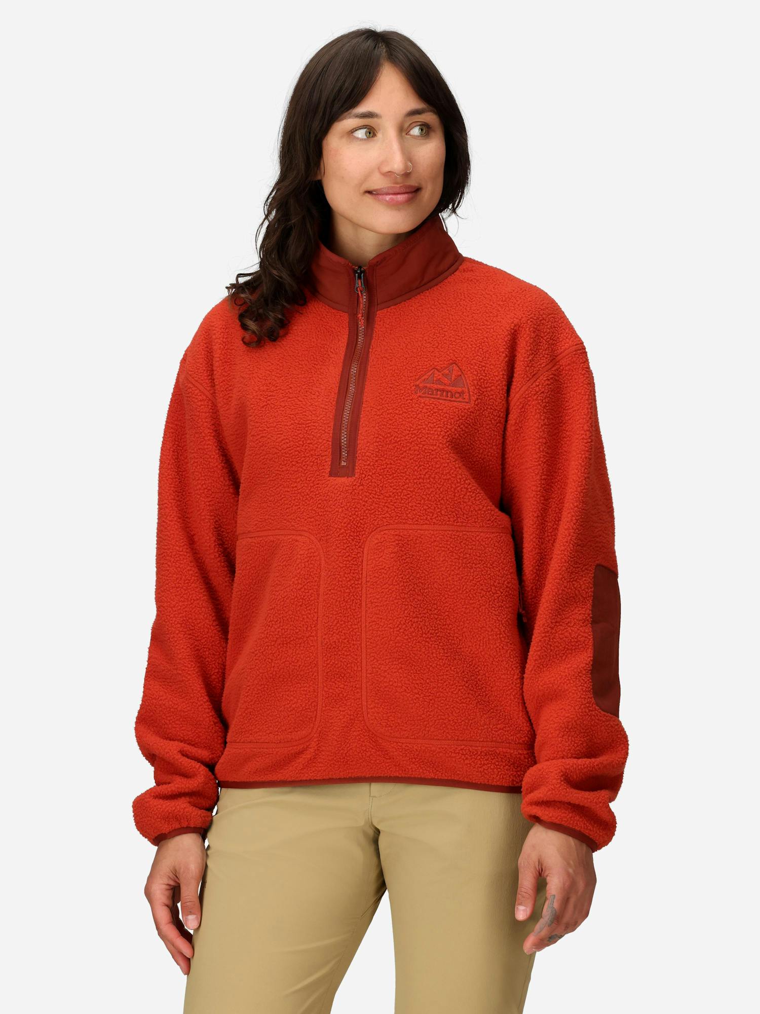 Marmot Women's Wanderer High-Pile Fleece Quarter-Zip (Fall 2025) Shirt in Sumac