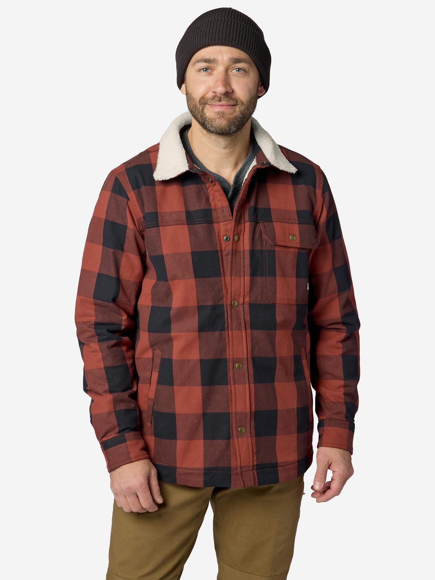 Marmot Men's Hidden Peaks Shirt Jacket in Pecan Buffalo Plaid | Cotton
