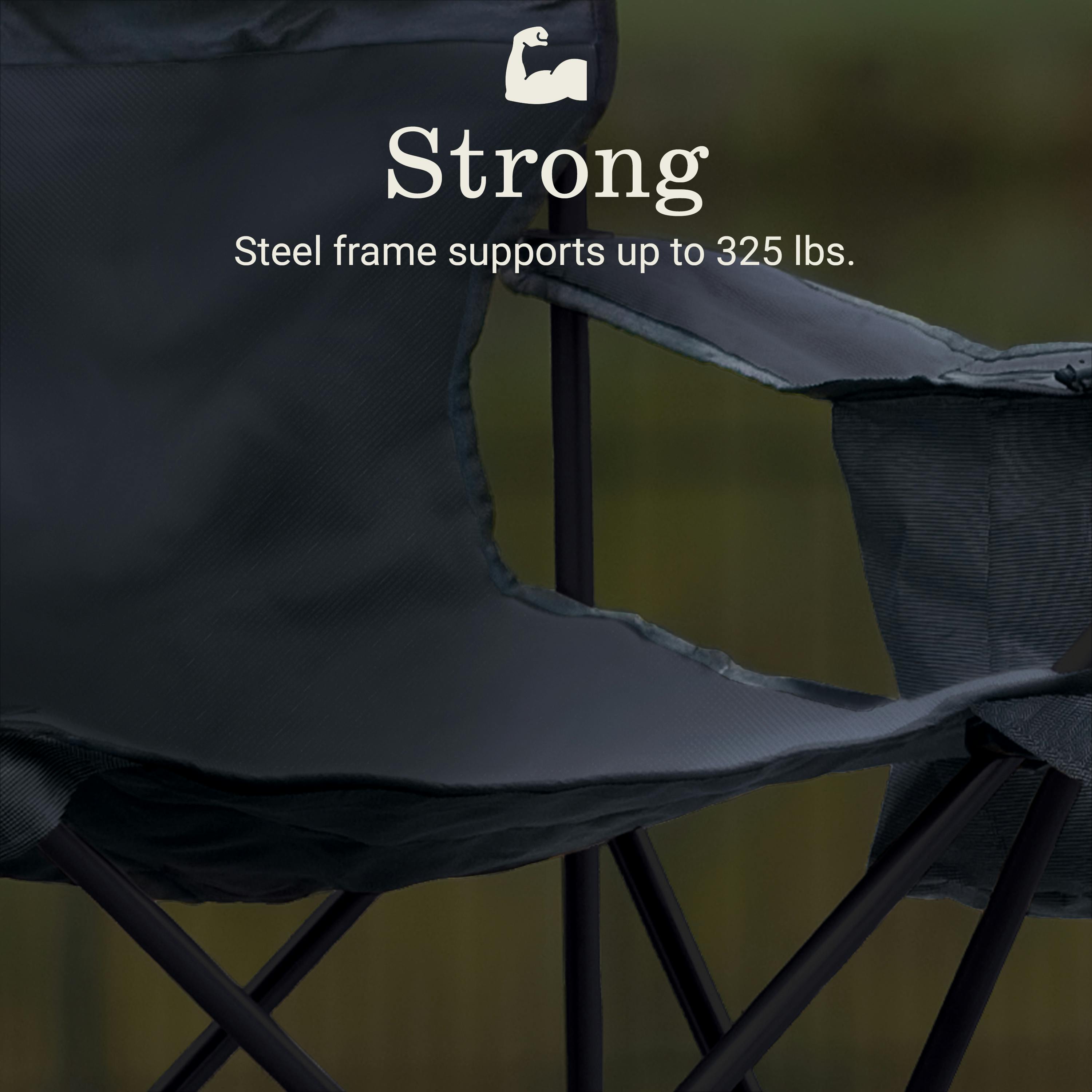 Coleman Cooler Quad Chair | Black | Cup Holder | Strong Steel Frame | Adjustable Arm Heights