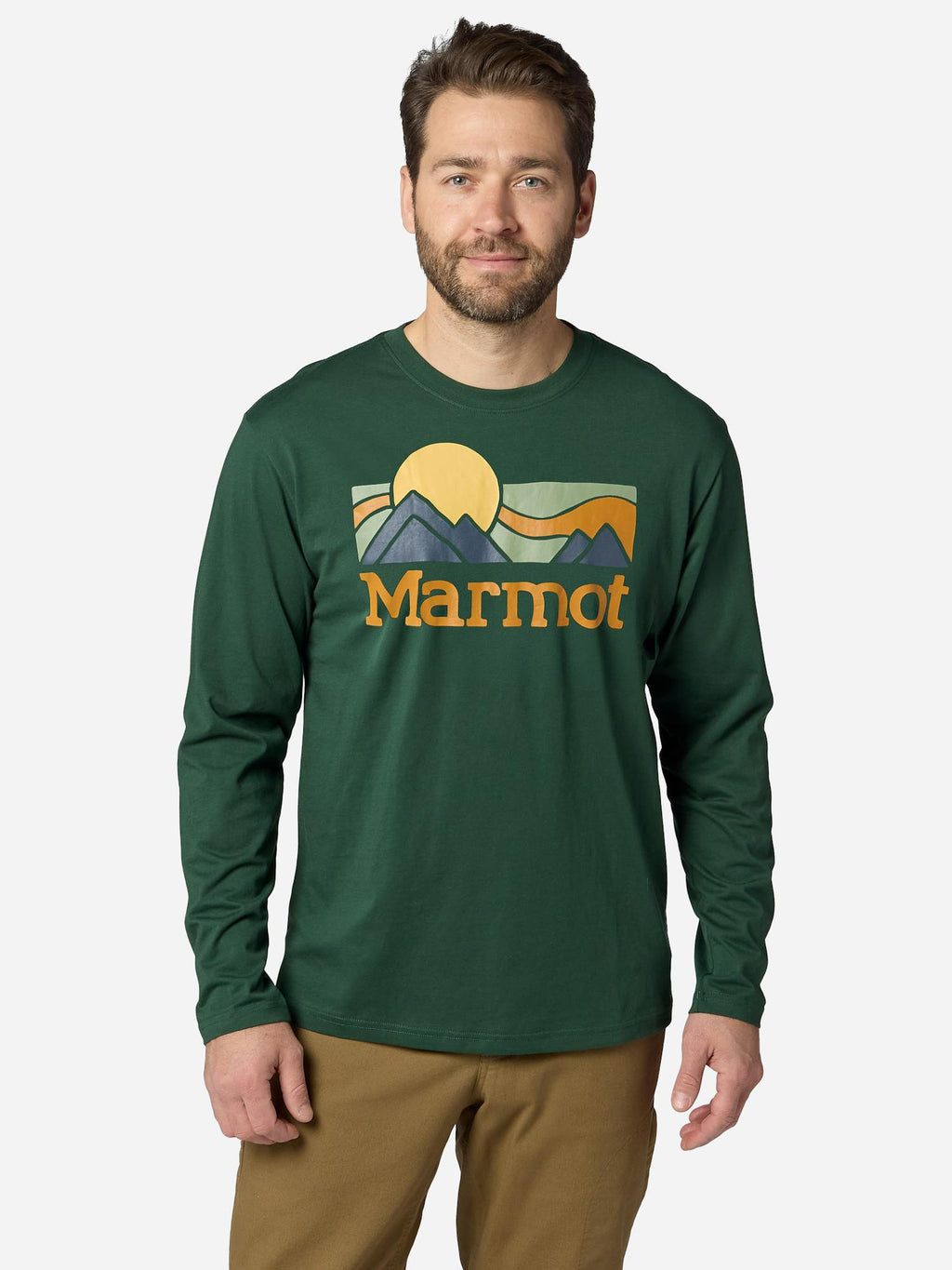 Marmot Men's Coastal Long-Sleeve T-Shirt in Pine Forest | Recycled Cotton