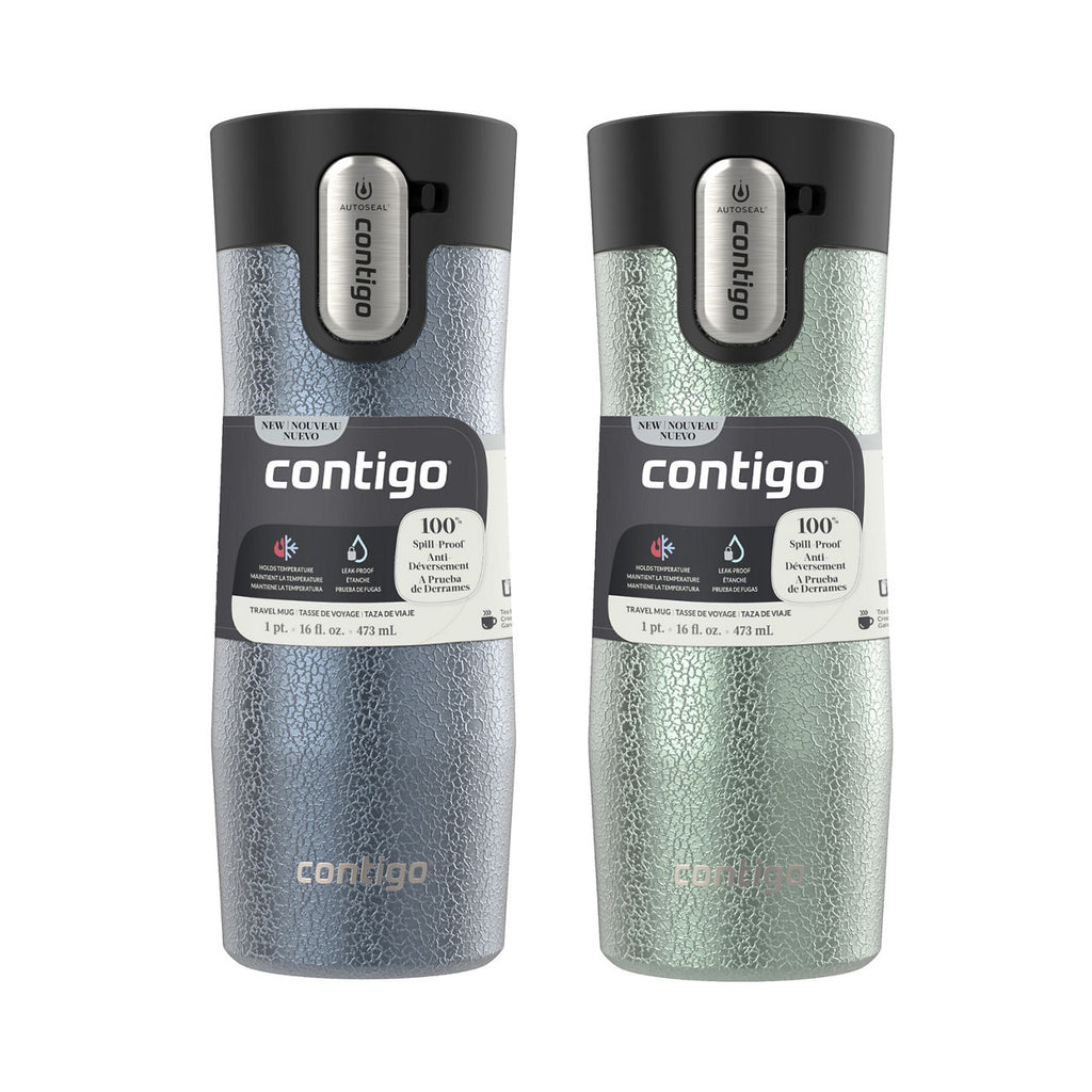 Contigo® West Loop 3.0 Stainless Steel Travel Mug with AUTOSEAL® Lid | 16oz | 2-Pack | Crystal Lakeside & Crystal Agave