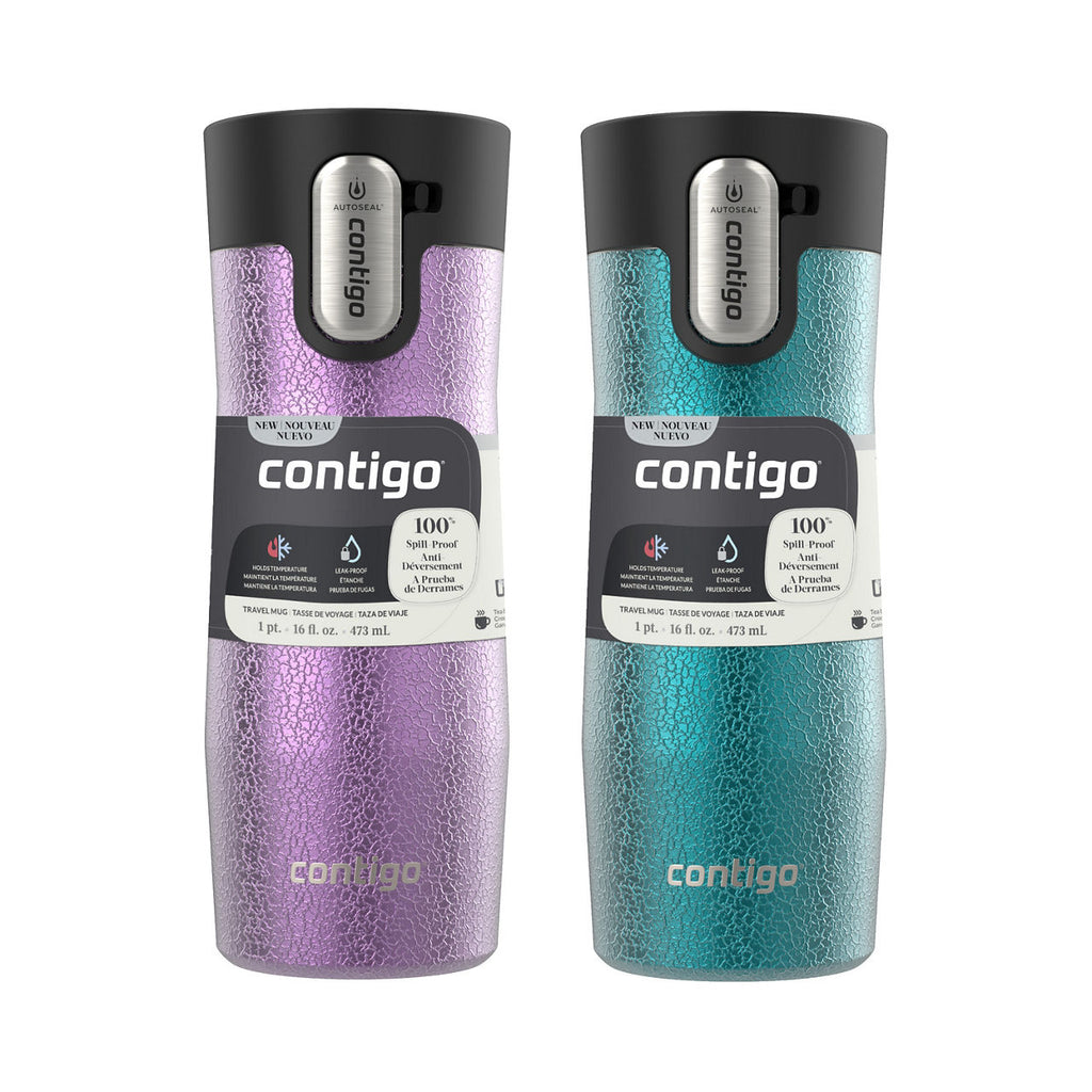 Contigo® West Loop 3.0 Stainless Steel Travel Mug with AUTOSEAL® Lid | 16oz | 2-Pack | Crystal Pansy & Crystal Juniper
