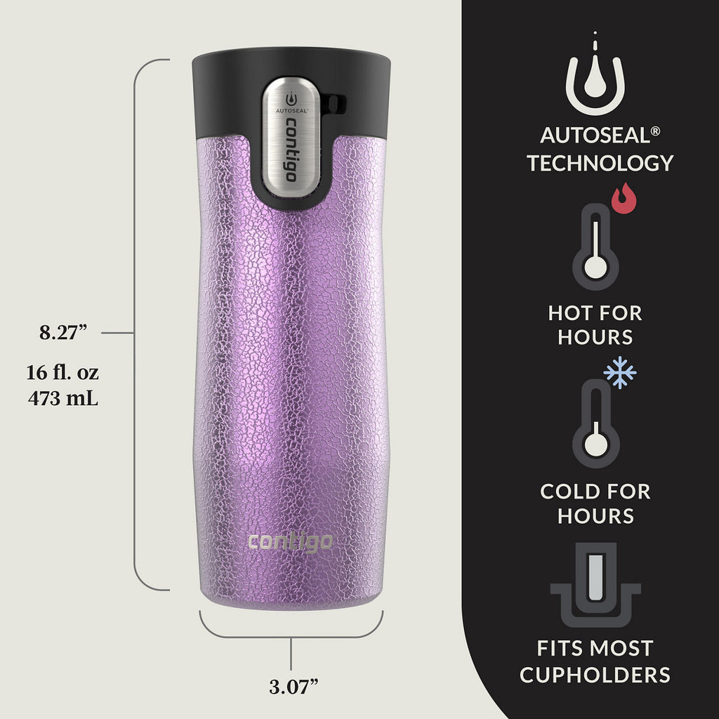 Contigo® West Loop 3.0 Stainless Steel Travel Mug with AUTOSEAL® Lid | 16oz | 2-Pack | Crystal Pansy & Crystal Juniper