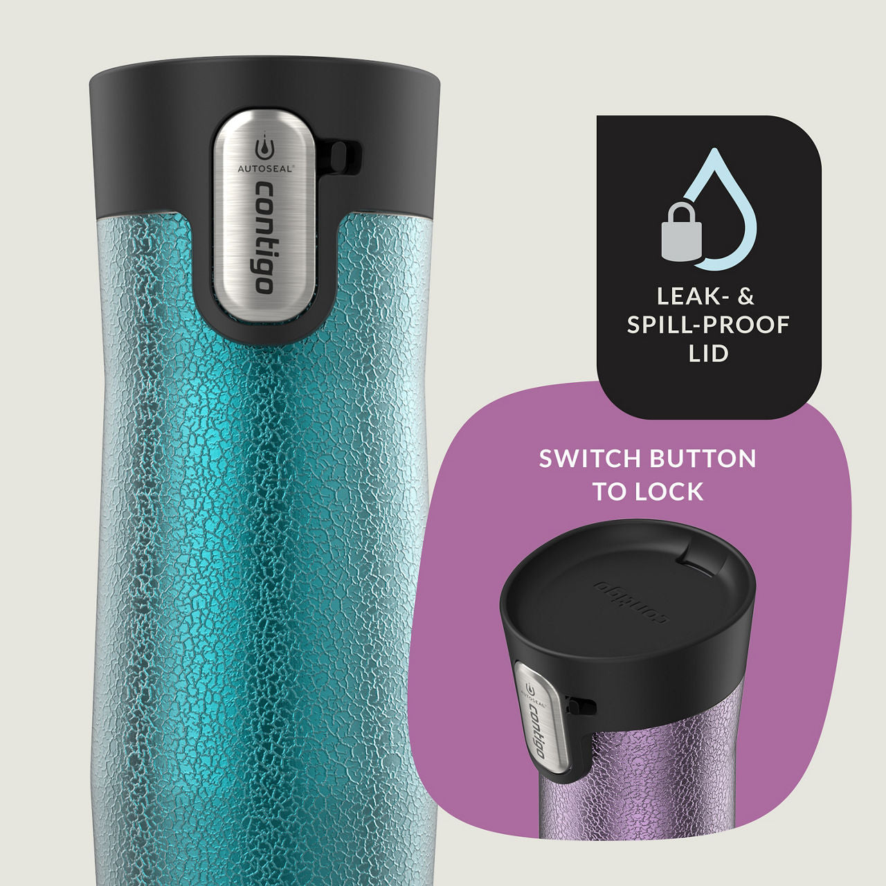 Contigo® West Loop 3.0 Stainless Steel Travel Mug with AUTOSEAL® Lid | 16oz | 2-Pack | Crystal Pansy & Crystal Juniper