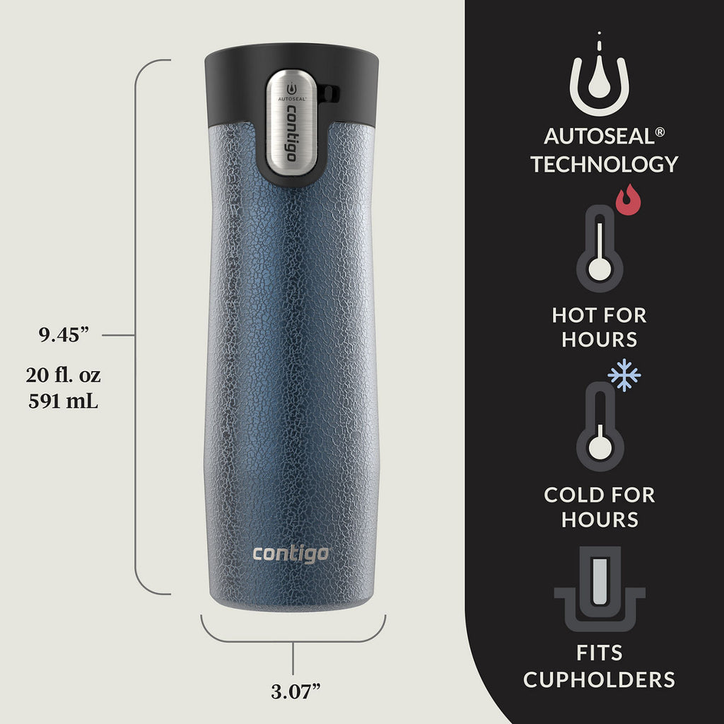 Contigo® West Loop 3.0 Stainless Steel Travel Mug with AUTOSEAL® Lid | 20oz | 2-Pack | Crystal Blueberry & Crystal Sake