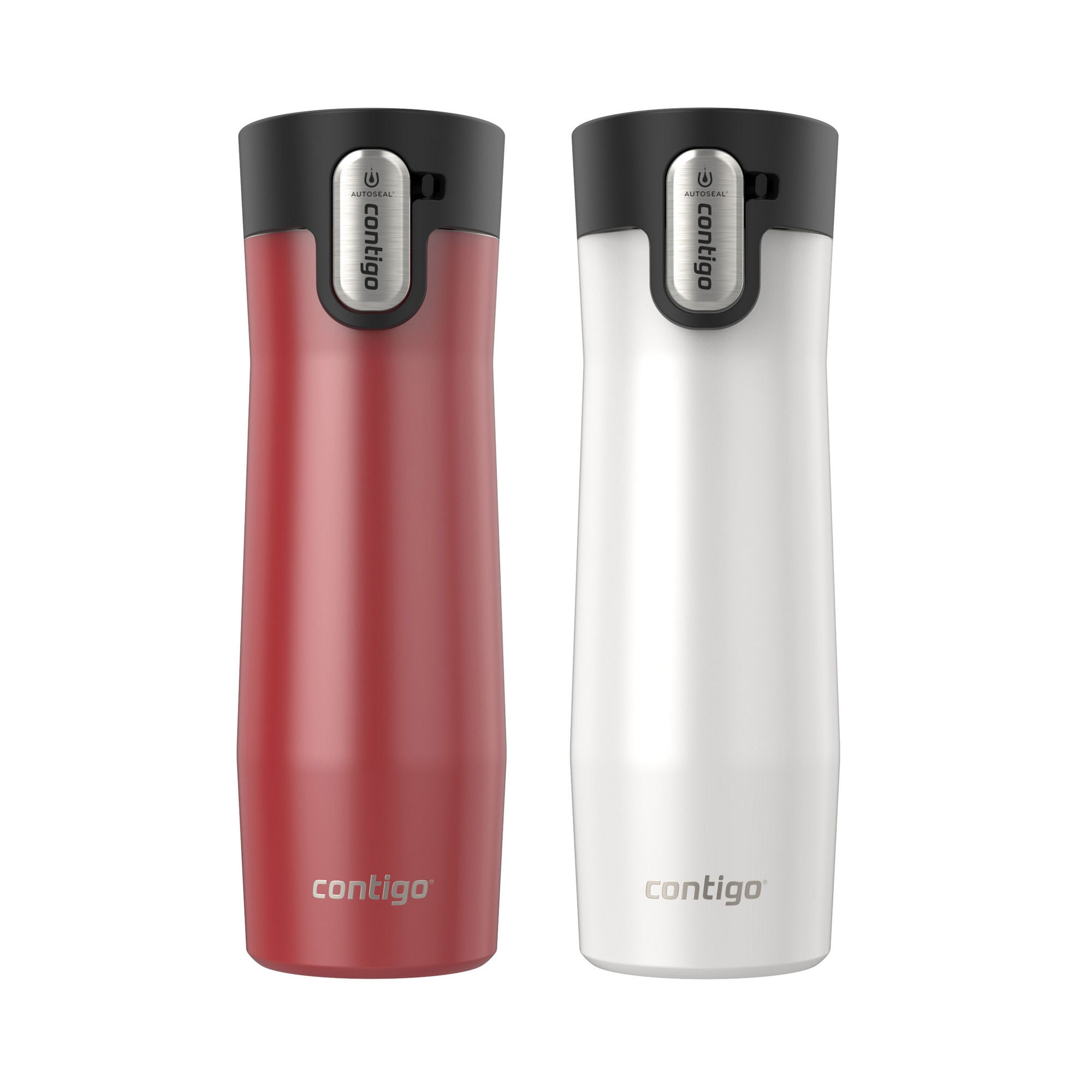 Contigo® West Loop 3.0 Stainless Steel Travel Mug with AUTOSEAL® Lid | 20oz | 2-Pack | Goji Berry Frosted Pearl & Salt Frosted Pearl