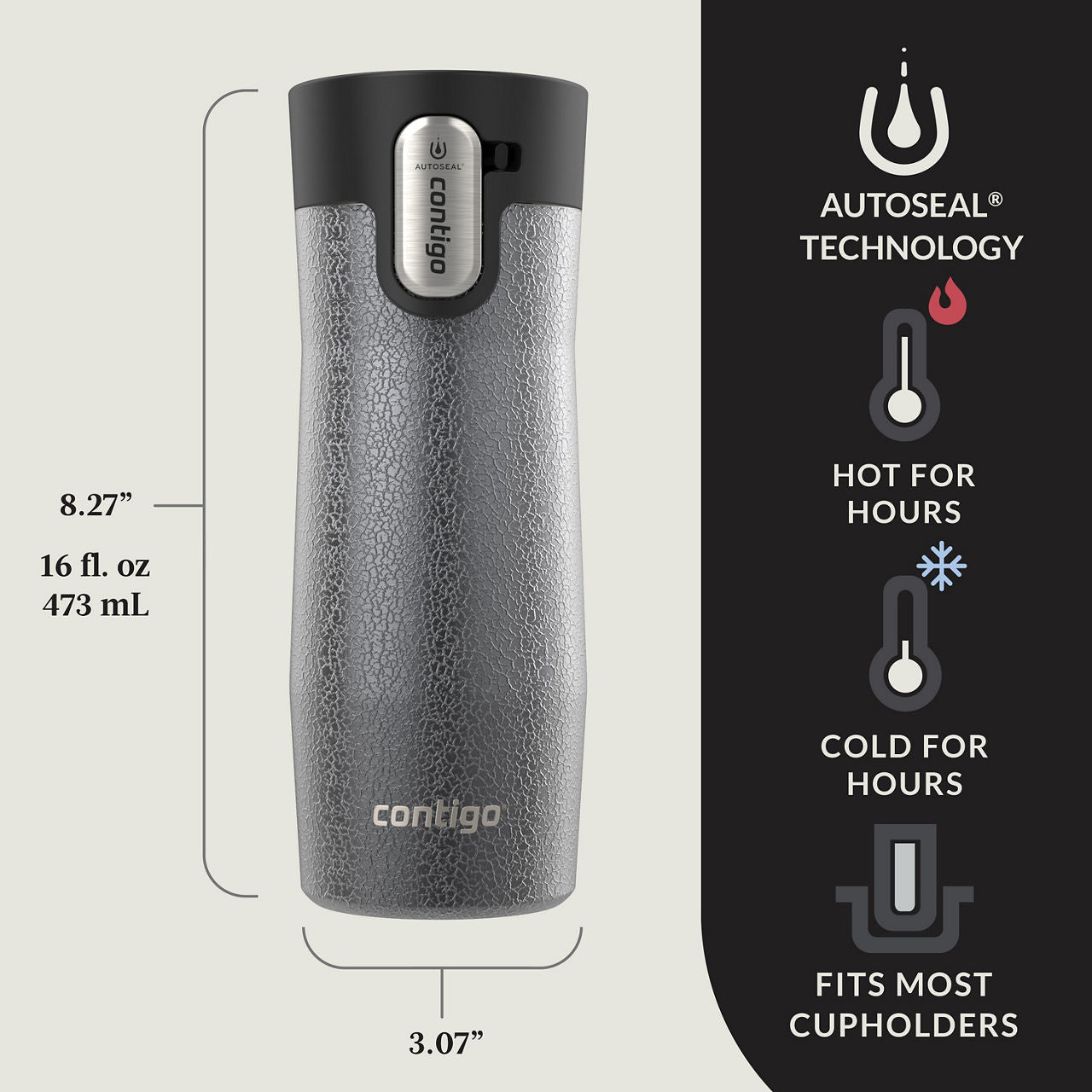 Contigo® West Loop 3.0 Stainless Steel Travel Mug with AUTOSEAL® Lid | 16oz | Crystal Sake