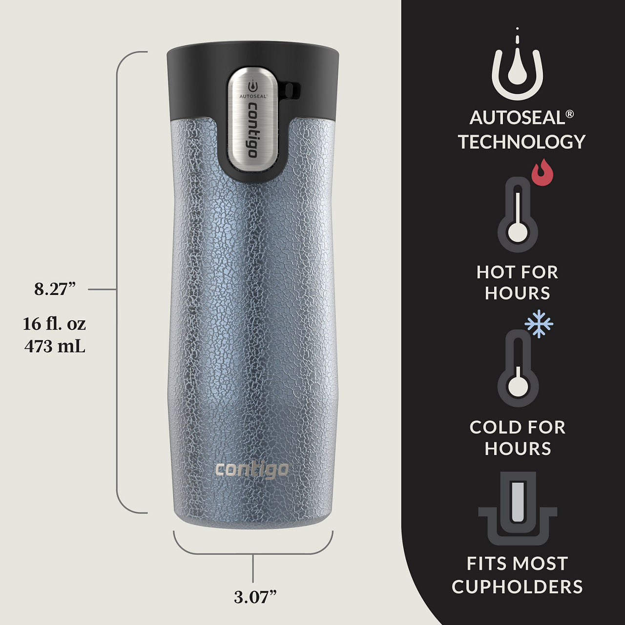 Contigo® West Loop 3.0 Stainless Steel Travel Mug with AUTOSEAL® Lid | 16oz | Crystal Lakeside