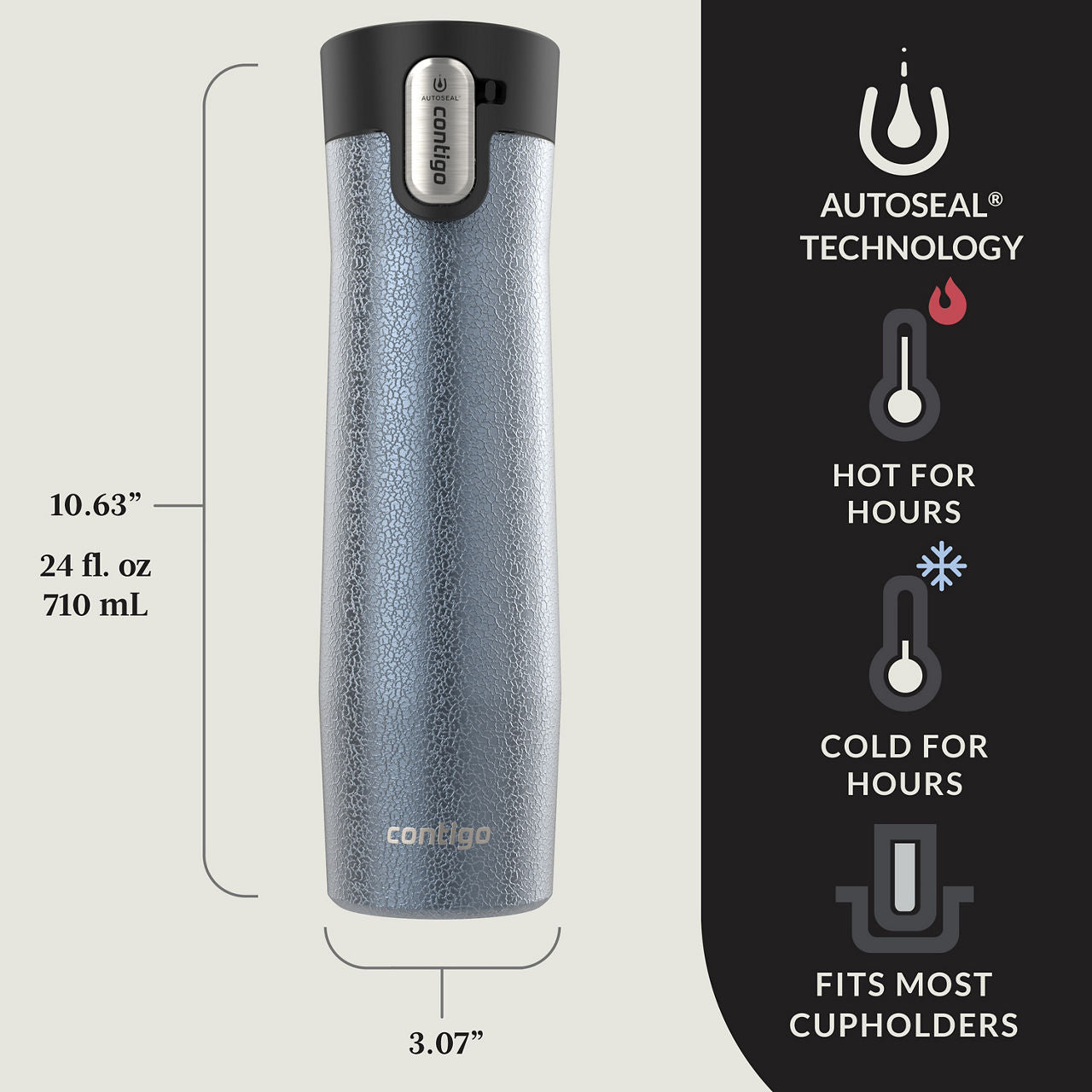 Contigo® West Loop 3.0 Stainless Steel Travel Mug with AUTOSEAL® Lid | 24oz | Crystal Lakeside
