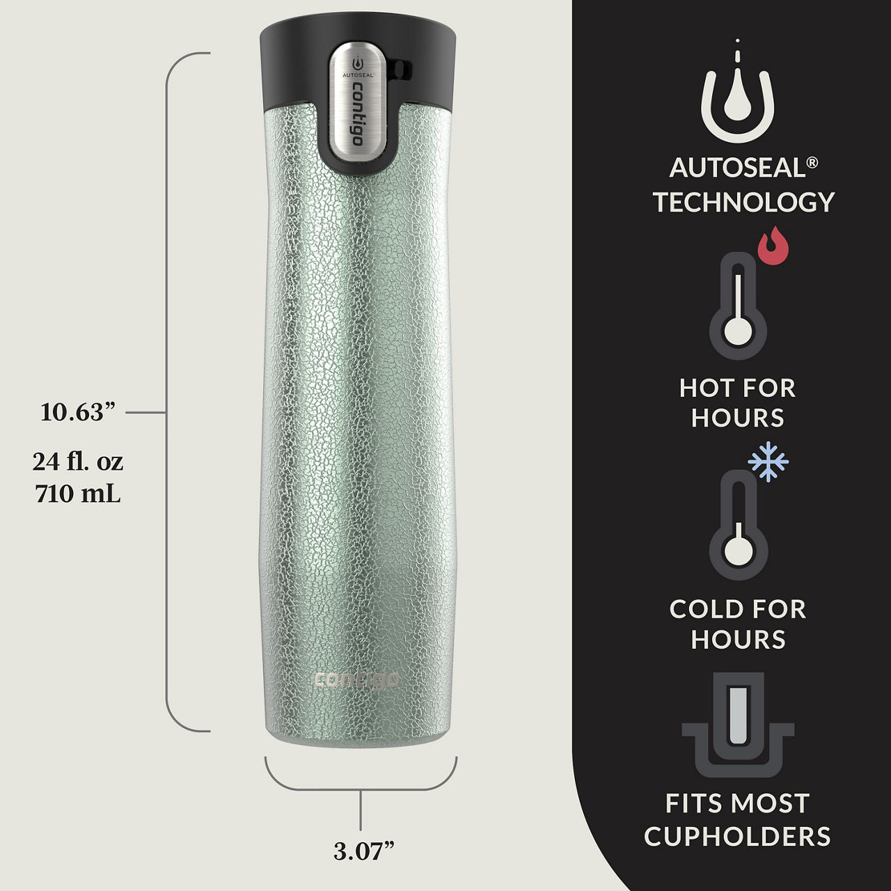 Contigo® West Loop 3.0 Stainless Steel Travel Mug with AUTOSEAL® Lid | 24oz | Crystal Agave