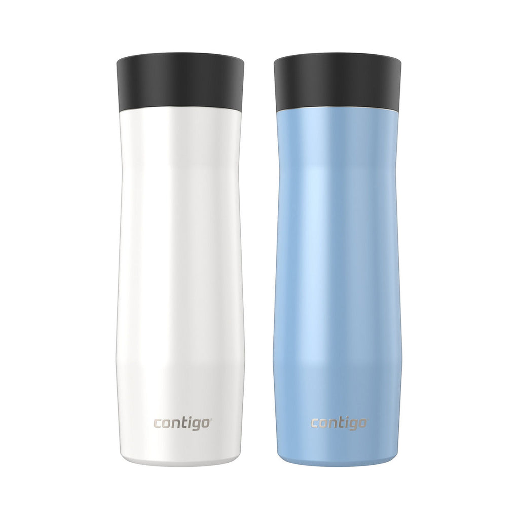 Contigo® West Loop 3.0 Stainless Steel Travel Mug with AUTOSEAL® Lid | 20oz | 2-Pack | Salt Frosted Pearl & Glacier Frosted Pearl