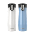 Contigo® West Loop 3.0 Stainless Steel Travel Mug with AUTOSEAL® Lid | 20oz | 2-Pack | Salt Frosted Pearl & Glacier Frosted Pearl