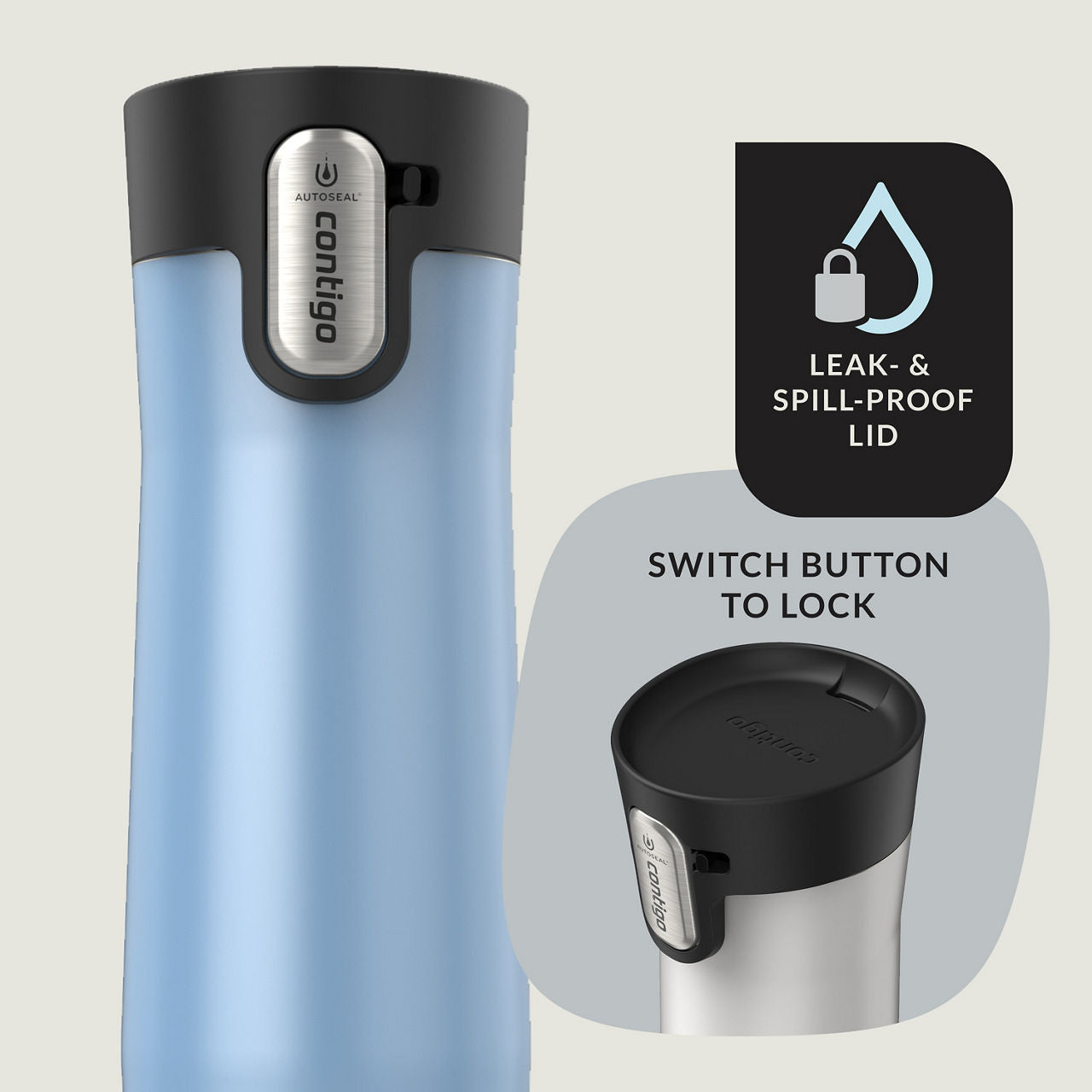Contigo® West Loop 3.0 Stainless Steel Travel Mug with AUTOSEAL® Lid | 20oz | 2-Pack | Salt Frosted Pearl & Glacier Frosted Pearl