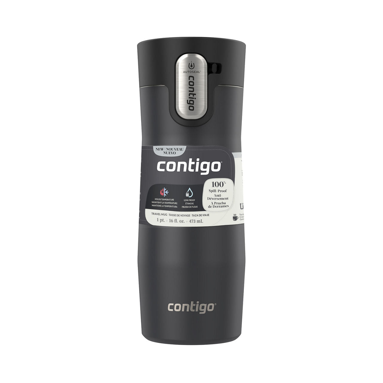 Contigo® West Loop 3.0 Stainless Steel Travel Mug with AUTOSEAL® Lid | 16oz | Matte Black