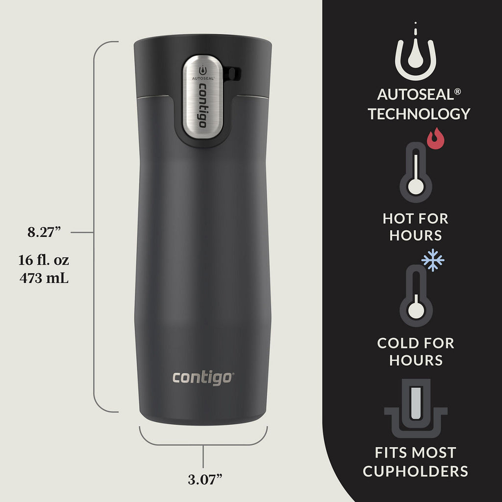 Contigo® West Loop 3.0 Stainless Steel Travel Mug with AUTOSEAL® Lid | 16oz | Matte Black