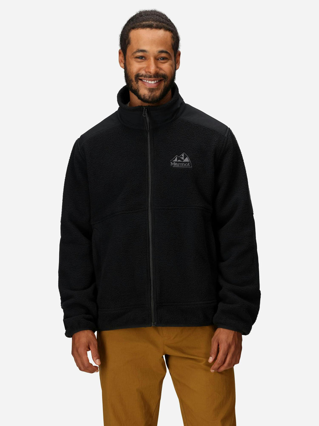 Marmot Men’s Wanderer High-Pile Fleece Full-Zip Jacket in Black