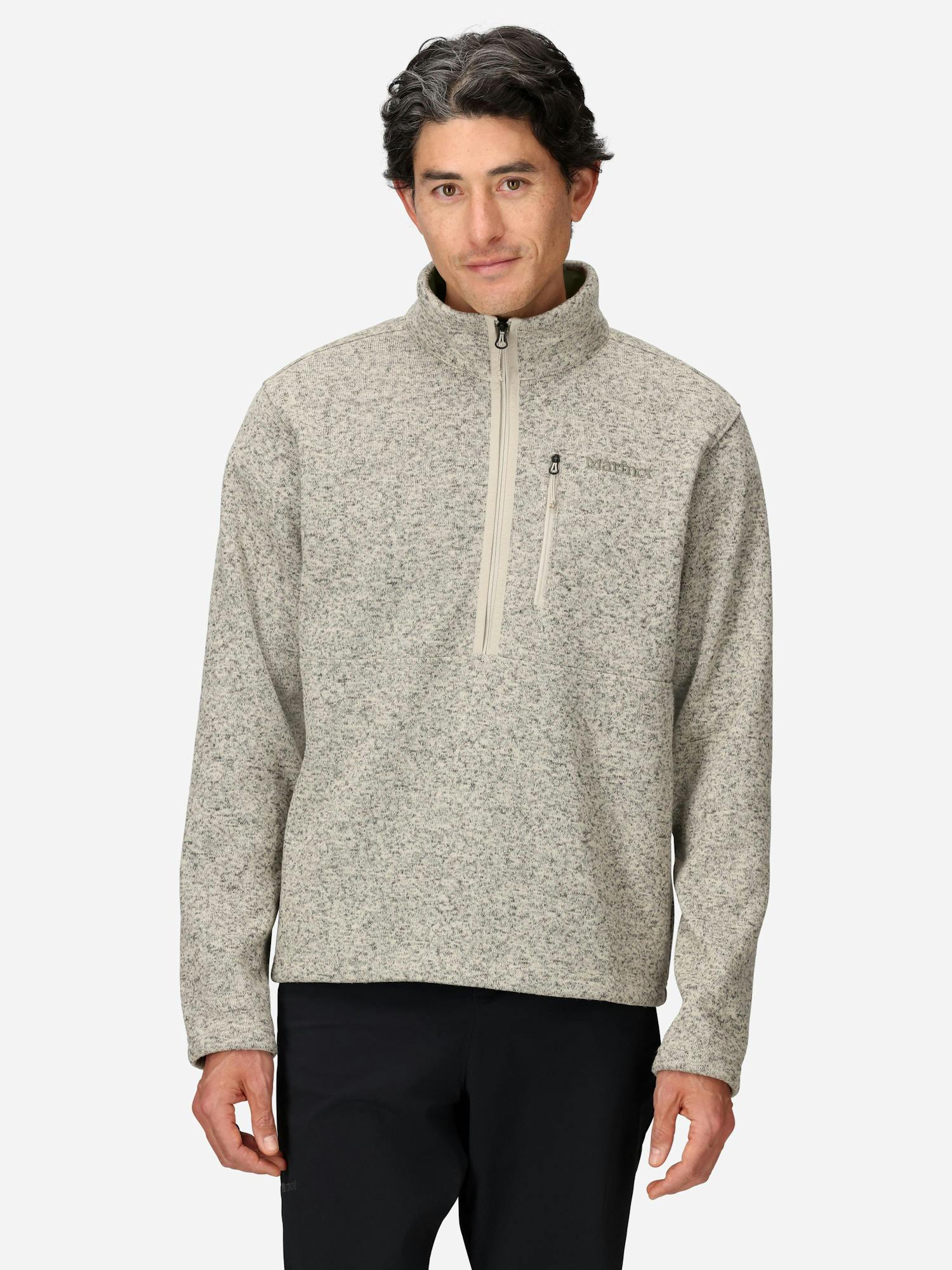 Marmot Men's Drop Line Sweater Fleece Half-Zip Jacket in Birch Bark Heather