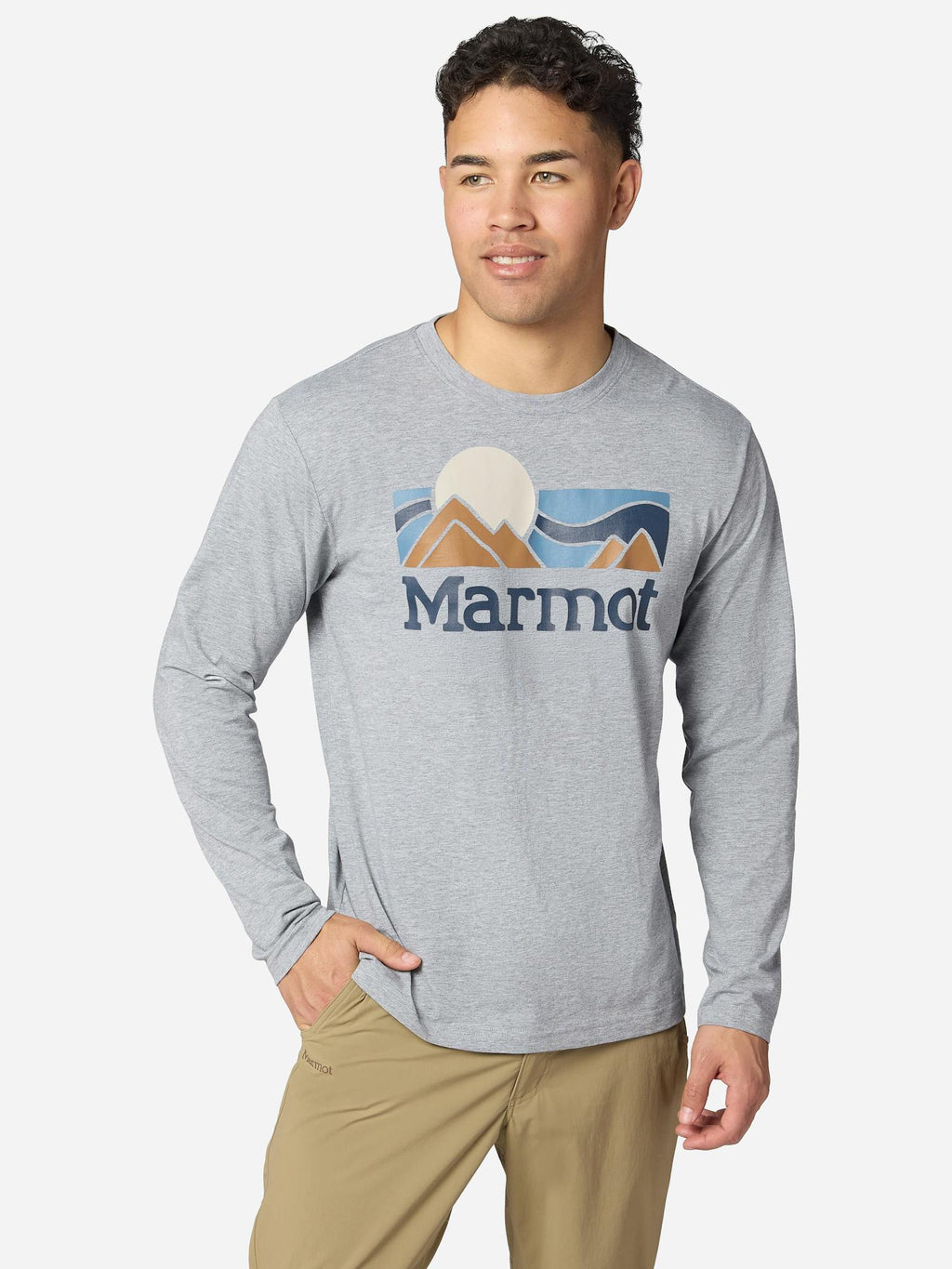 Marmot Men's Coastal Long-Sleeve T-Shirt in Grey Heather | Recycled Cotton