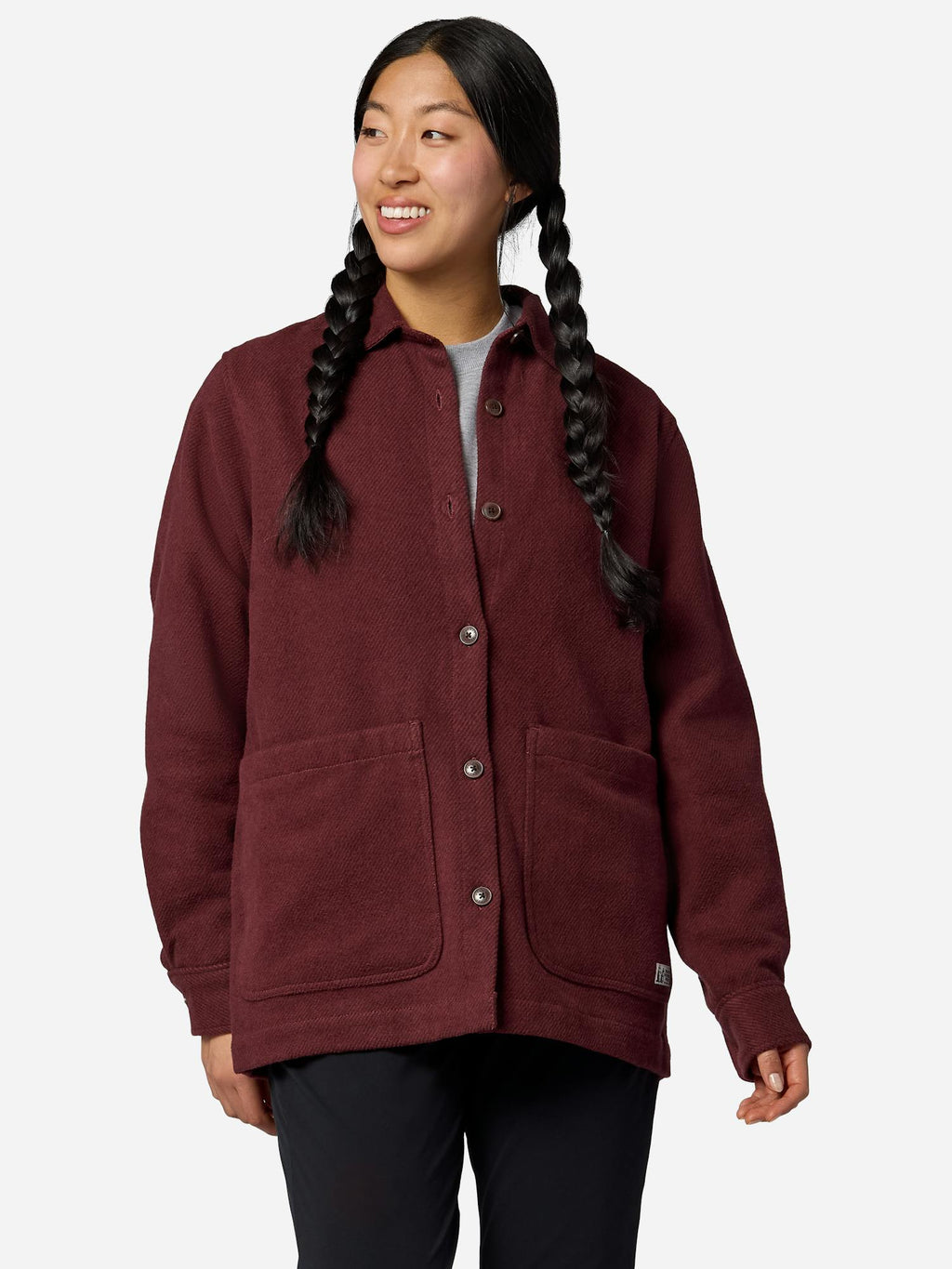 Marmot Women’s Pinecrest Heavyweight Flannel Overshirt in Soft Oxblood Twill | Cotton